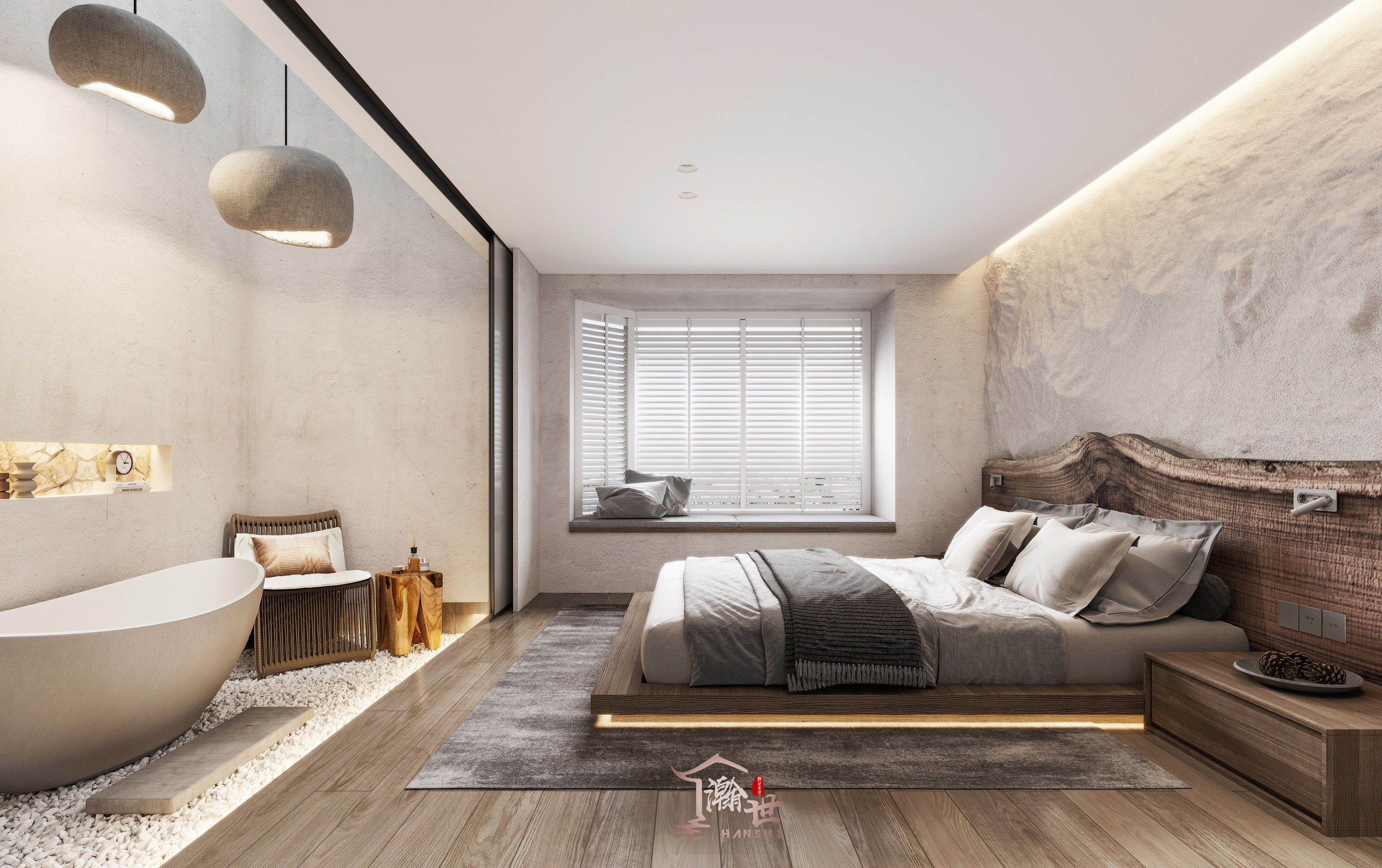 侘寂风家装设计方案[ID: 100942997]_建e效果图