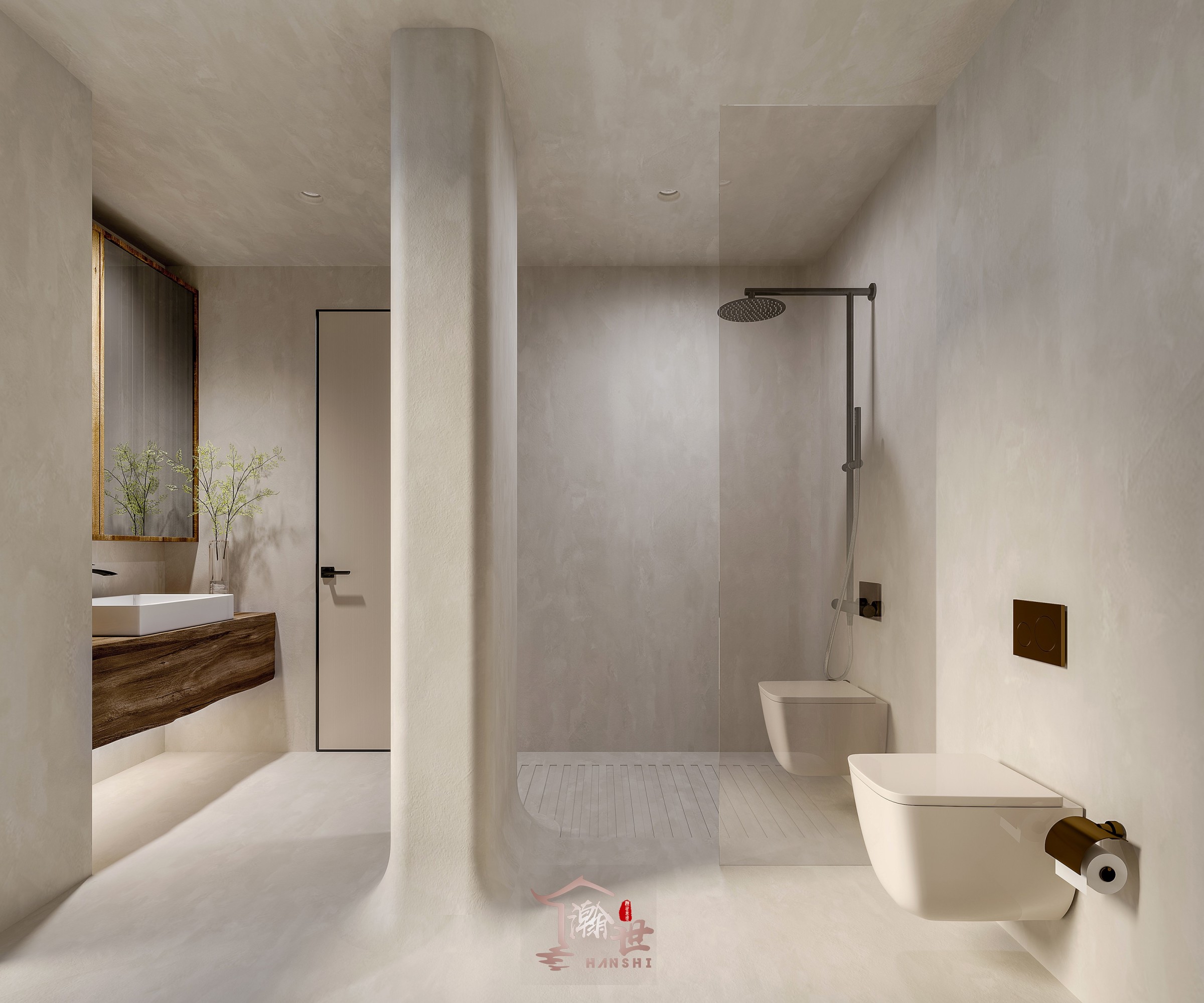 侘寂风家装设计方案[ID: 100942997]_建e效果图