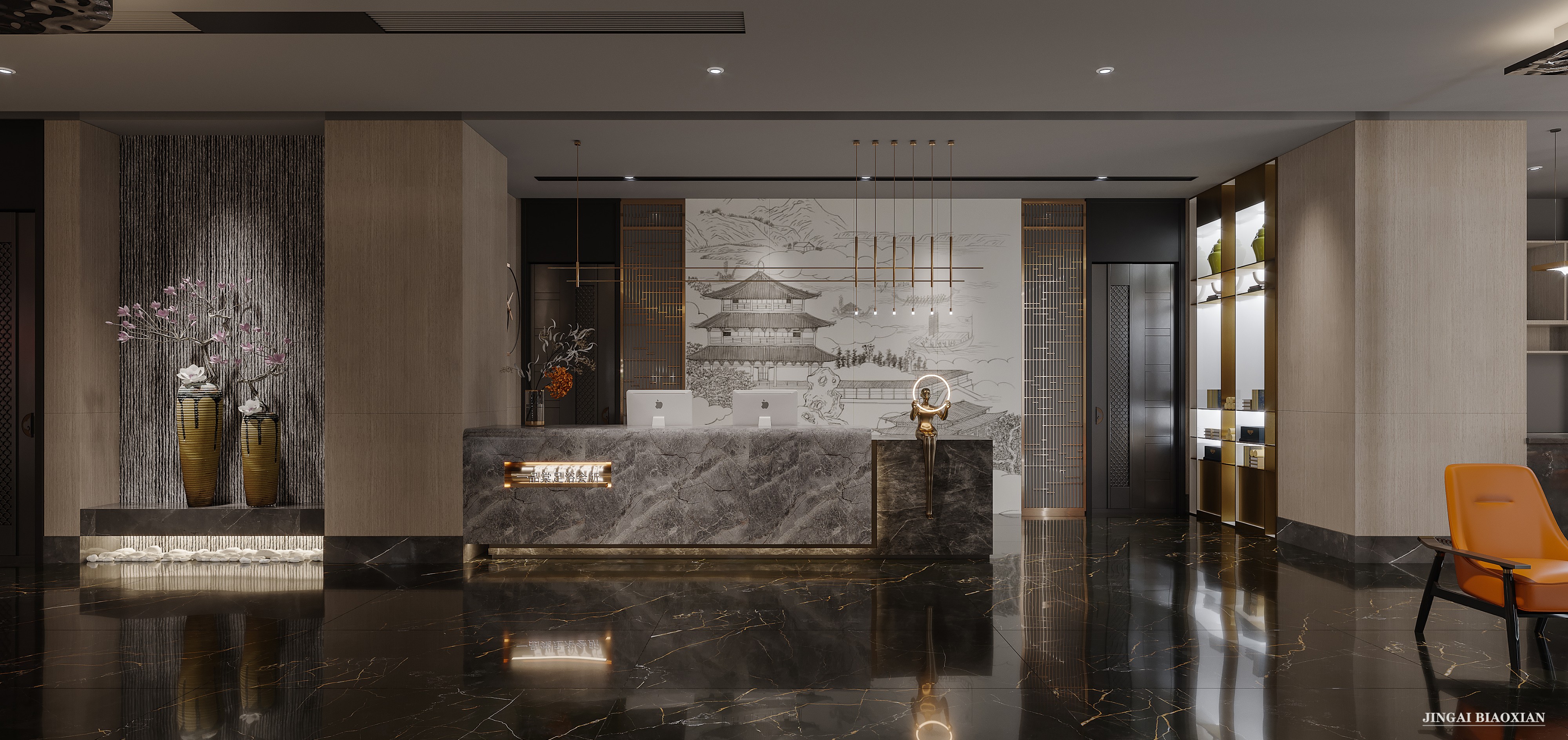 新中式足浴店 - 效果图交流区-建e室内设计网