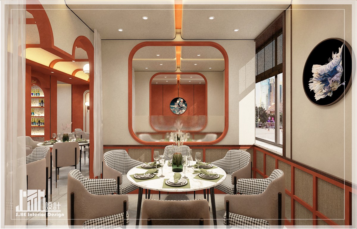 业主要求日常要有隔断为包房,包桌时还要有互动的通透性.