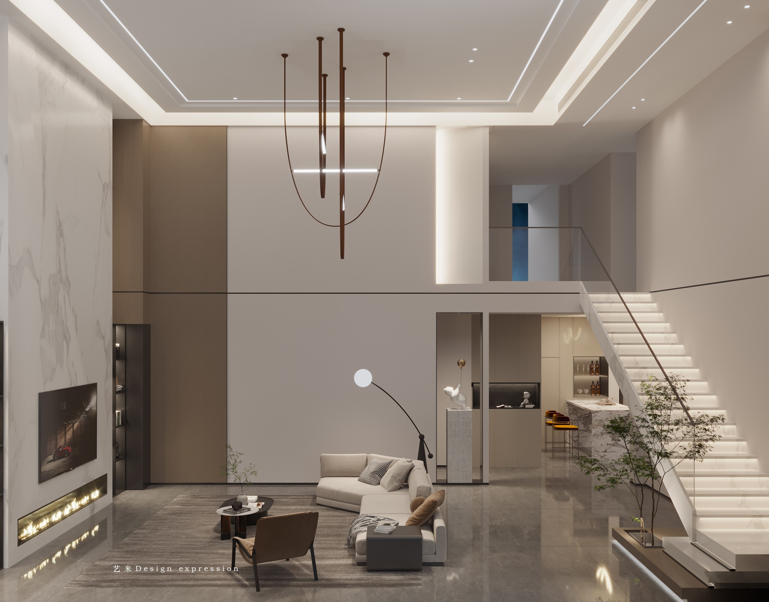 挑空别墅[ID: 102188221]_建e效果图