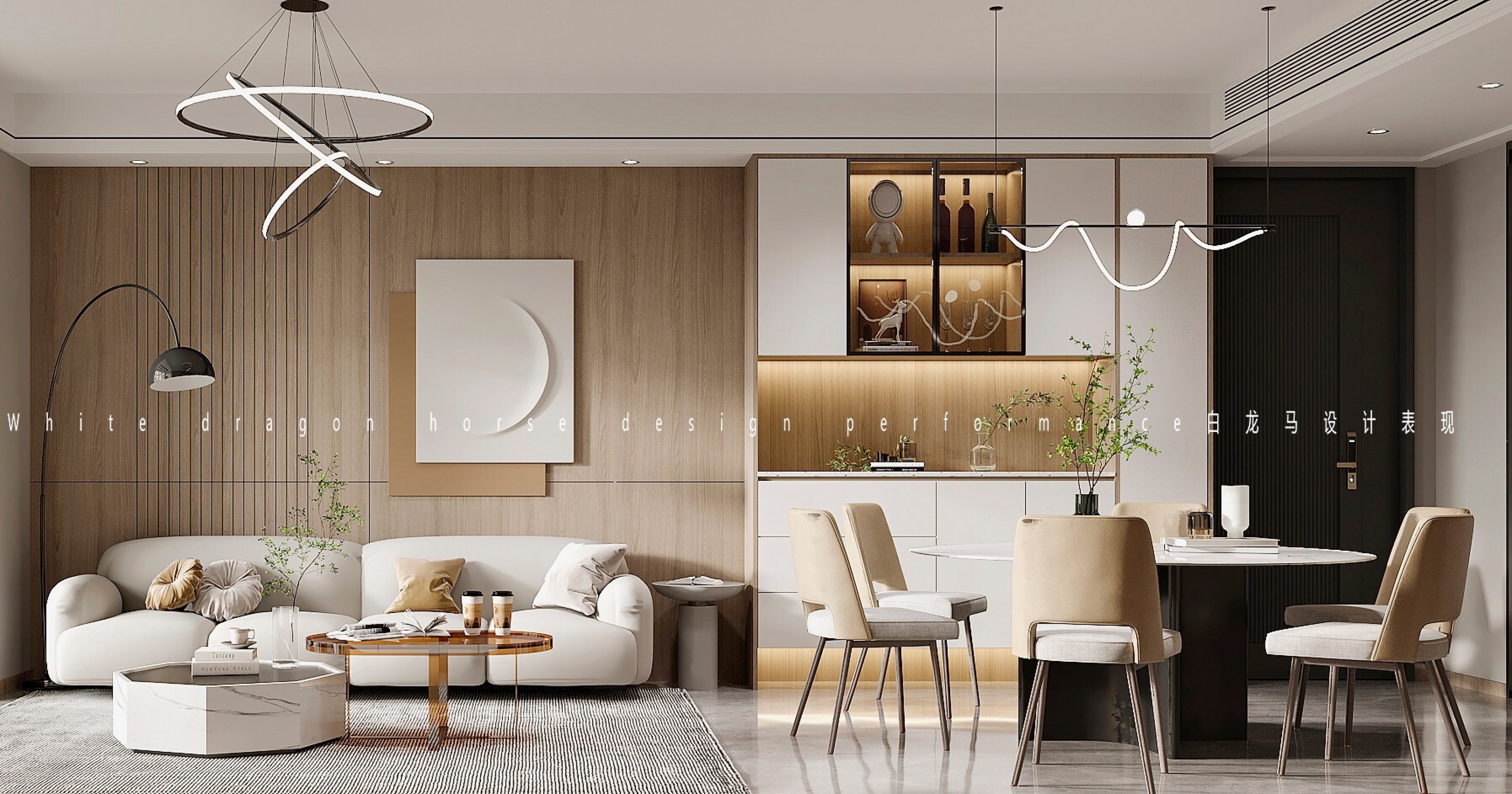 现代客餐厅—白龙马效果图[ID: 103040146]_建e效果图