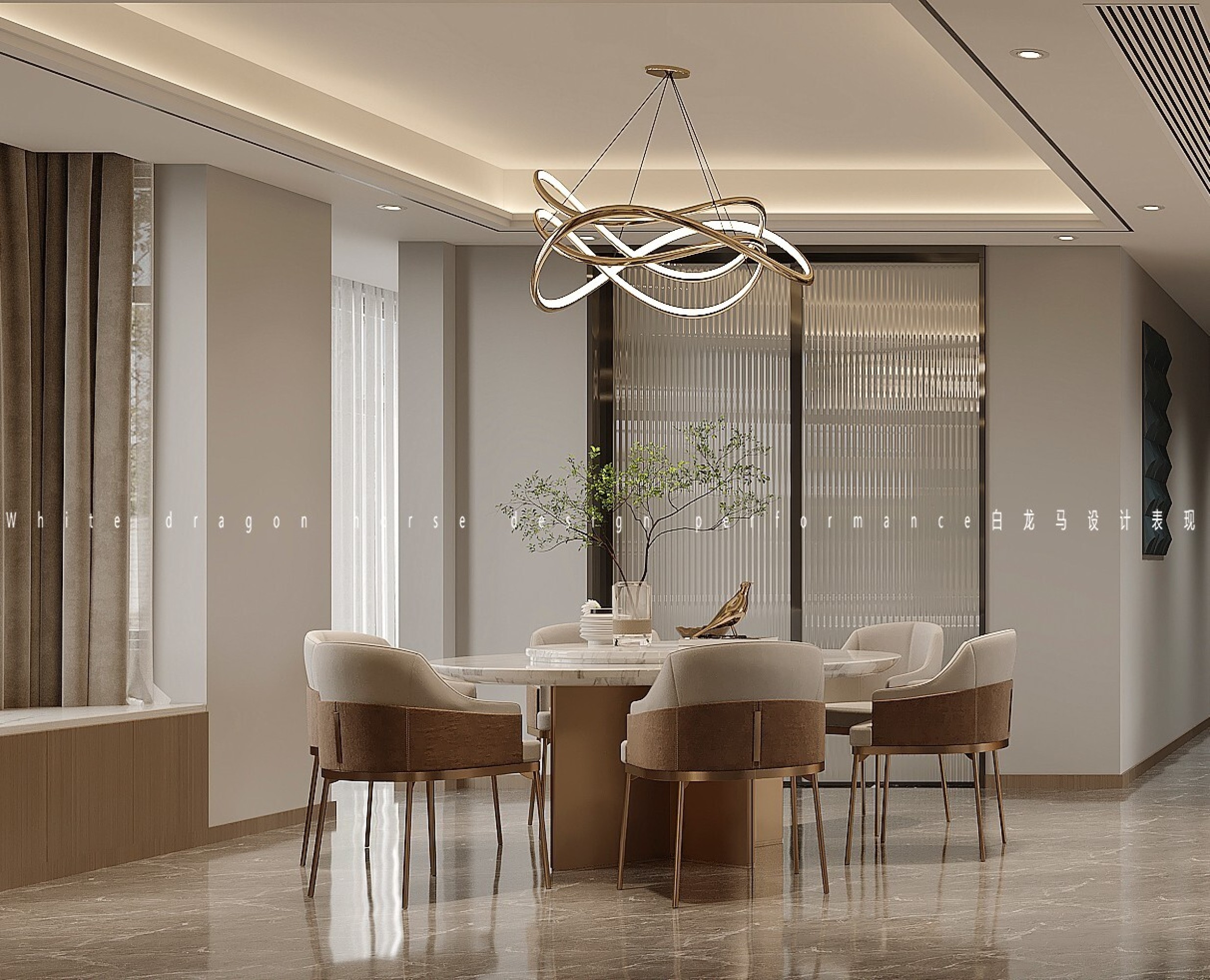 现代轻奢客餐厅—白龙马效果图[ID: 102843629]_建e效果图