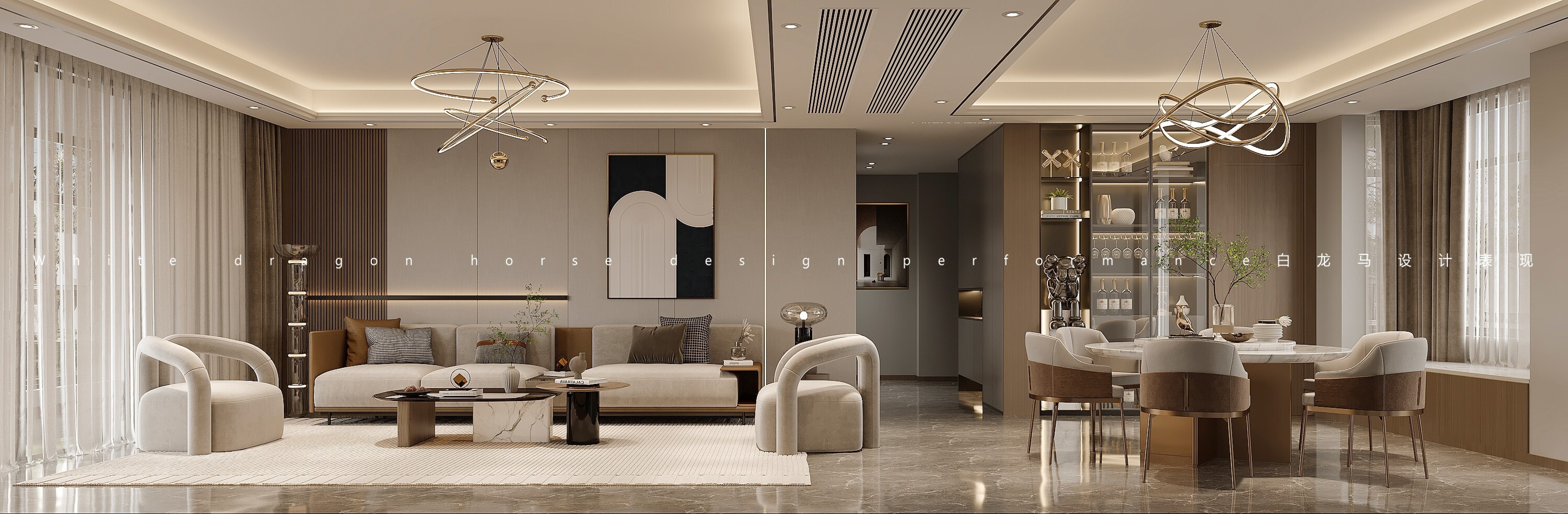 现代轻奢客餐厅—白龙马效果图[ID: 102843629]_建e效果图