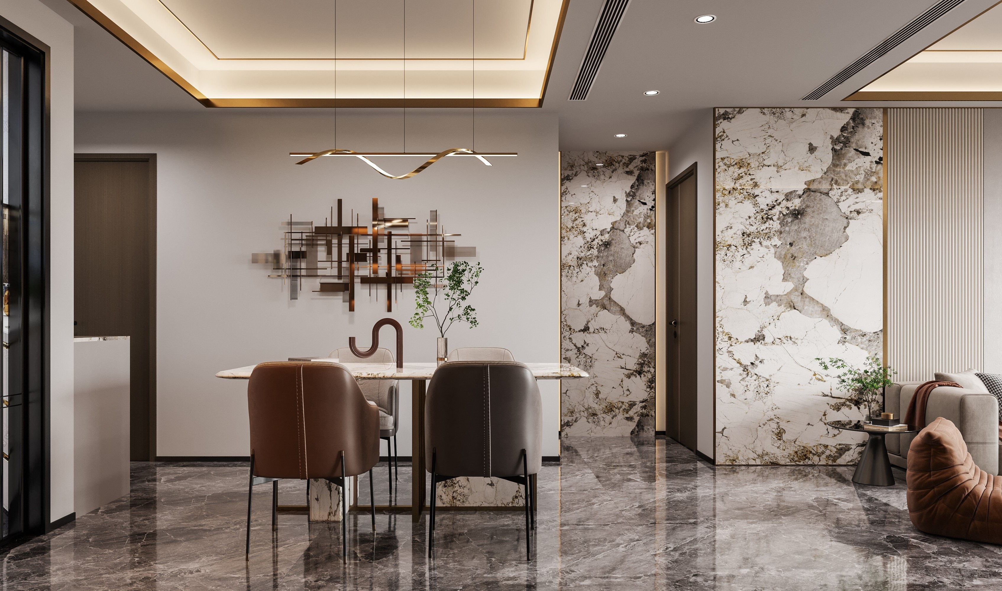 现代轻奢客餐厅—白龙马效果图[ID: 102974503]_建e效果图