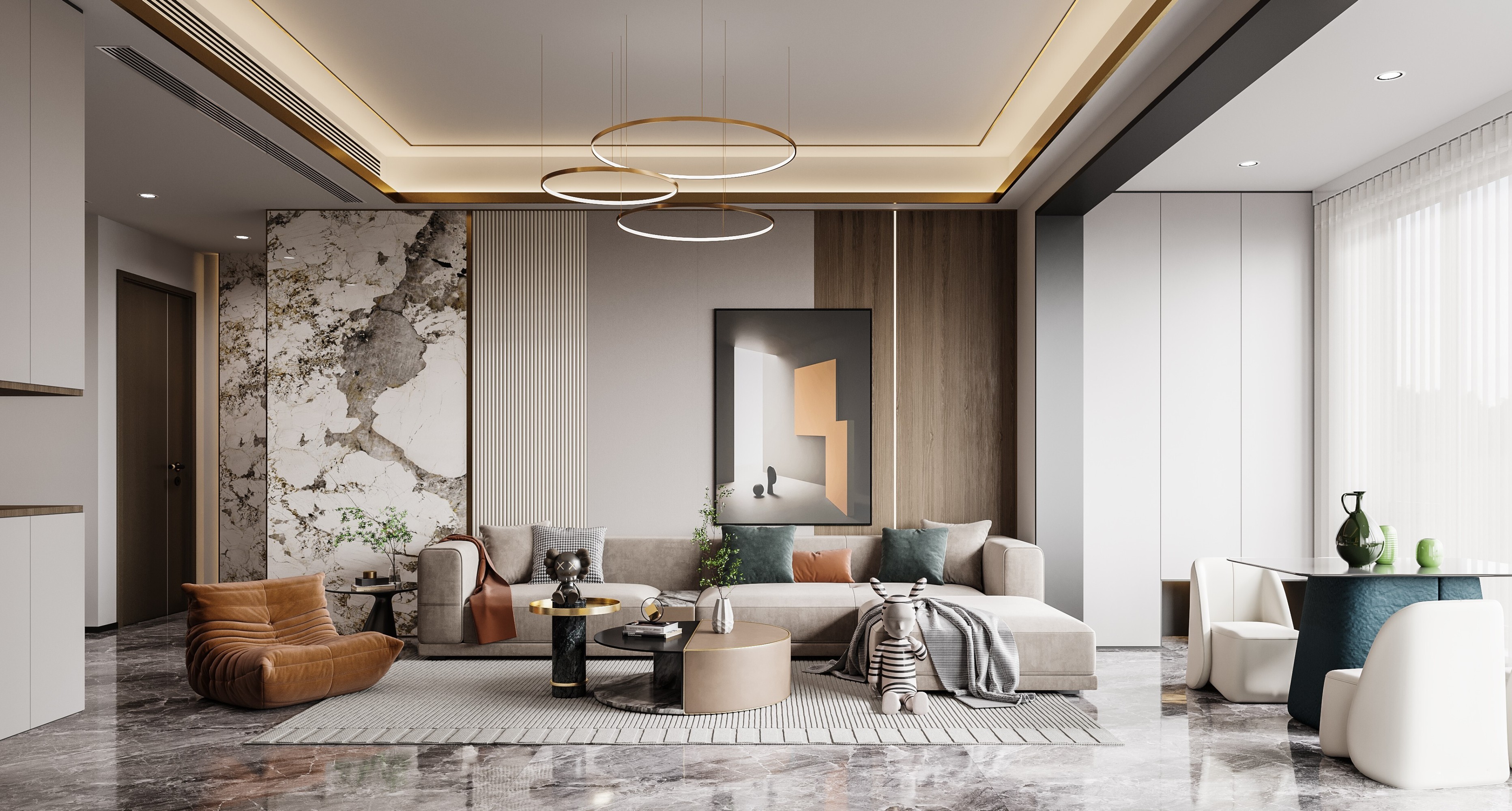 现代轻奢客餐厅—白龙马效果图[ID: 102974503]_建e效果图