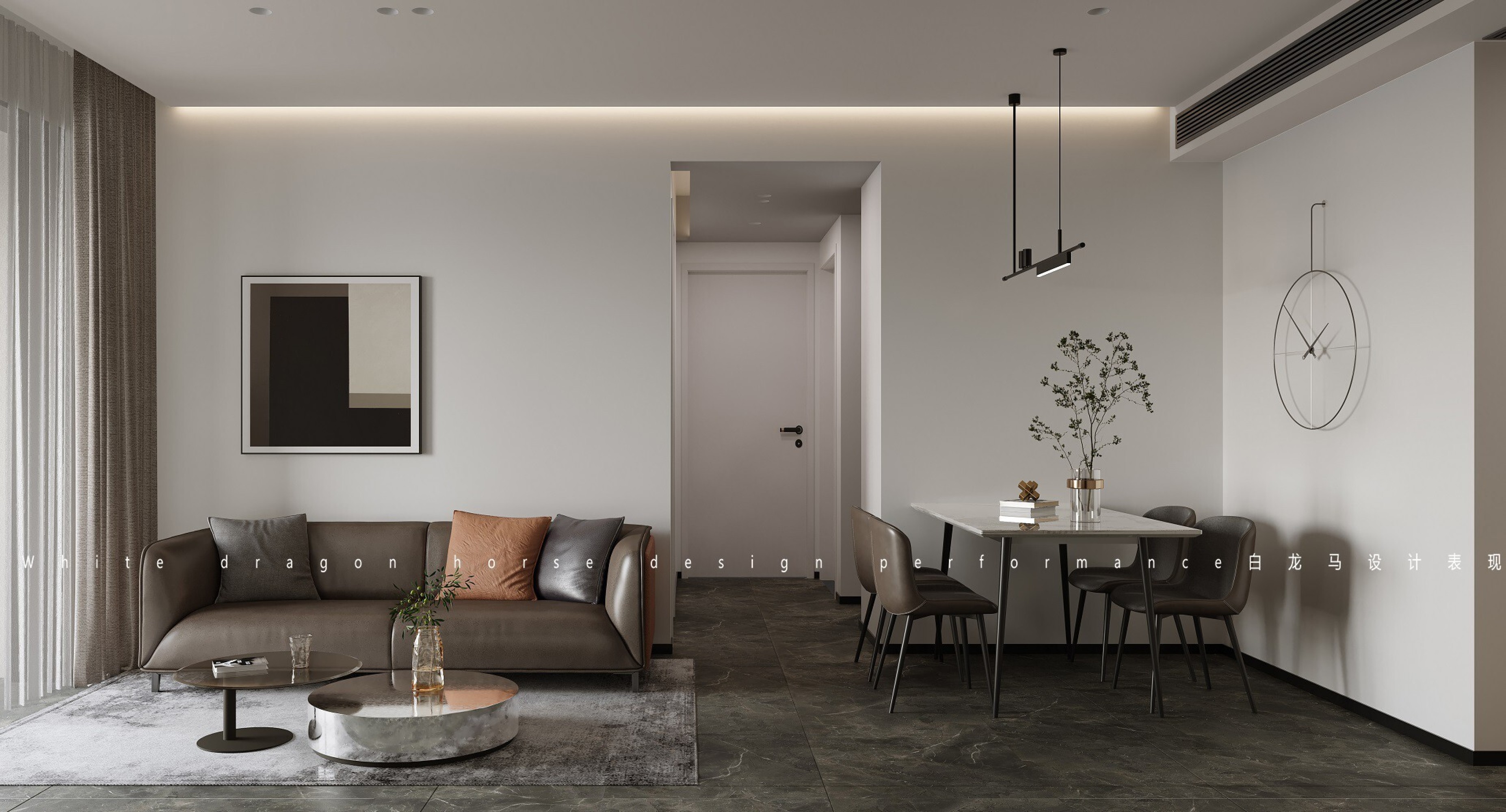 现代客餐厅—白龙马效果图[ID: 103629867]_建e效果图