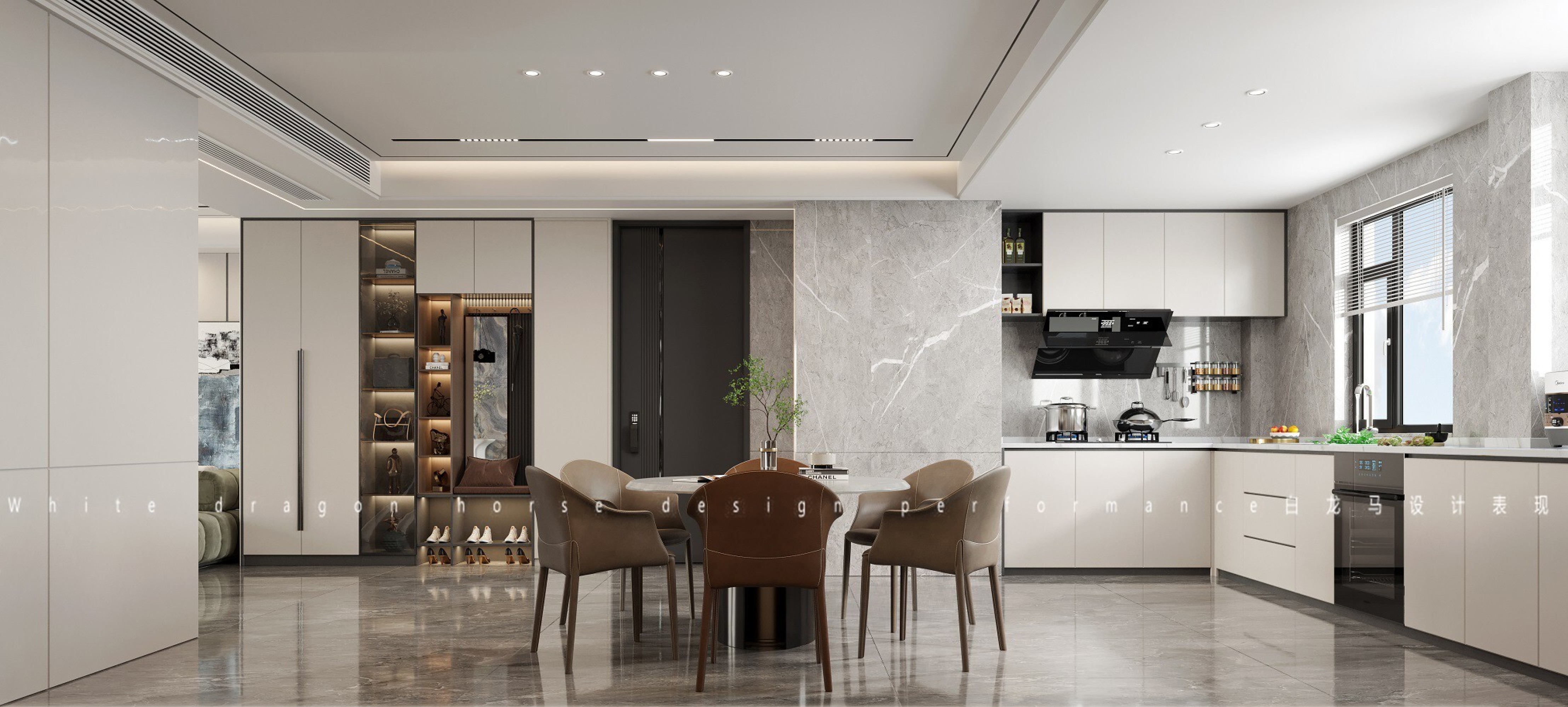现代轻奢客餐厅—白龙马效果图[ID: 103564542]_建e效果图