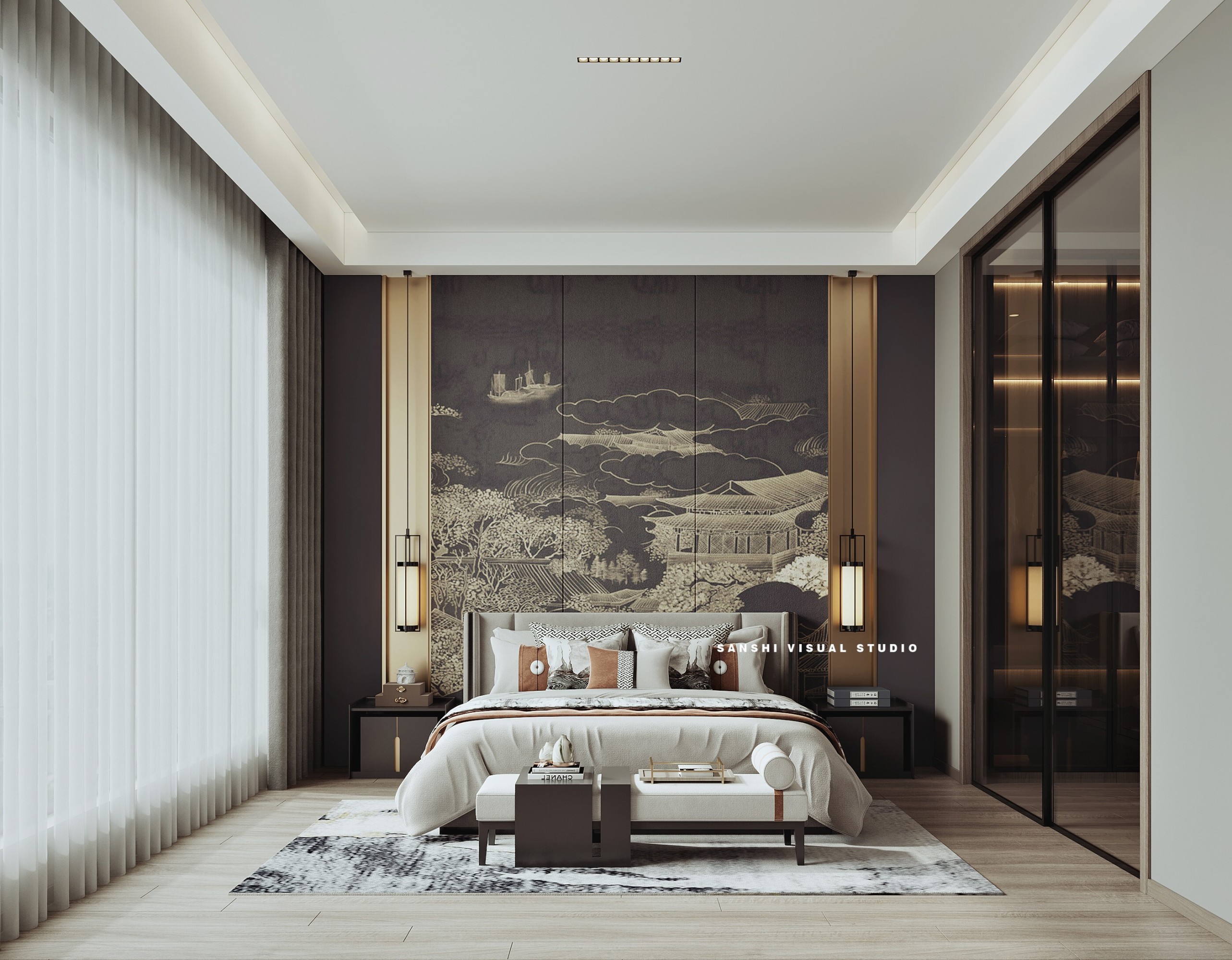 新中式风格别墅[ID: 103760978]_建e效果图