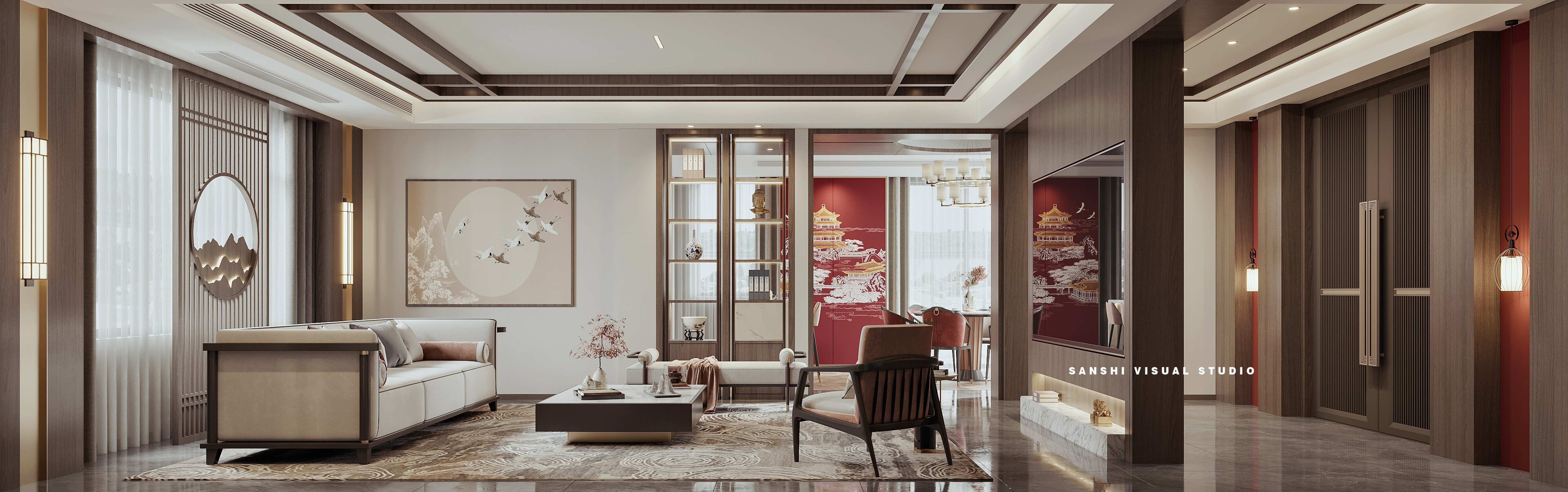 新中式风格别墅[ID: 103760978]_建e效果图