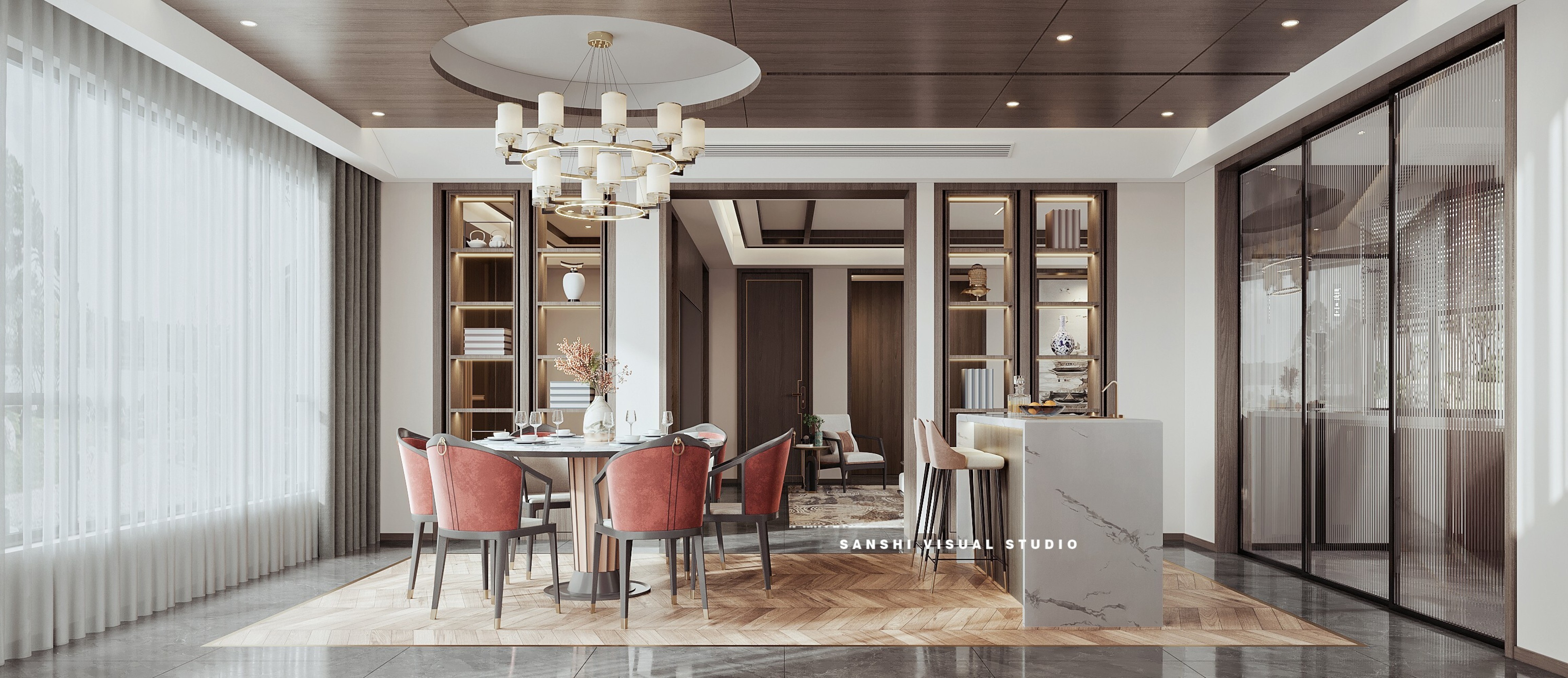新中式风格别墅[ID: 103760978]_建e效果图