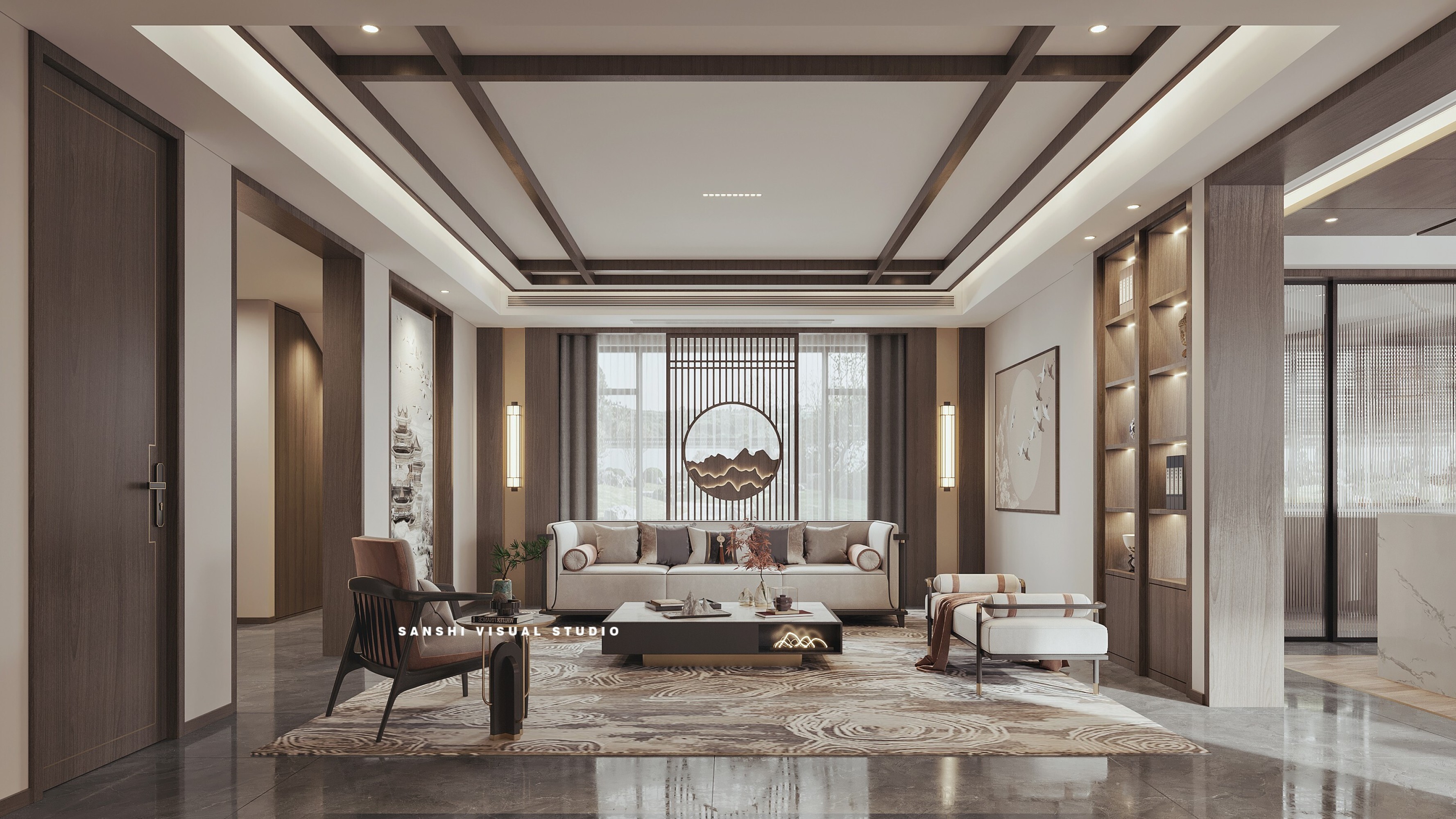 新中式风格别墅[ID: 103760978]_建e效果图