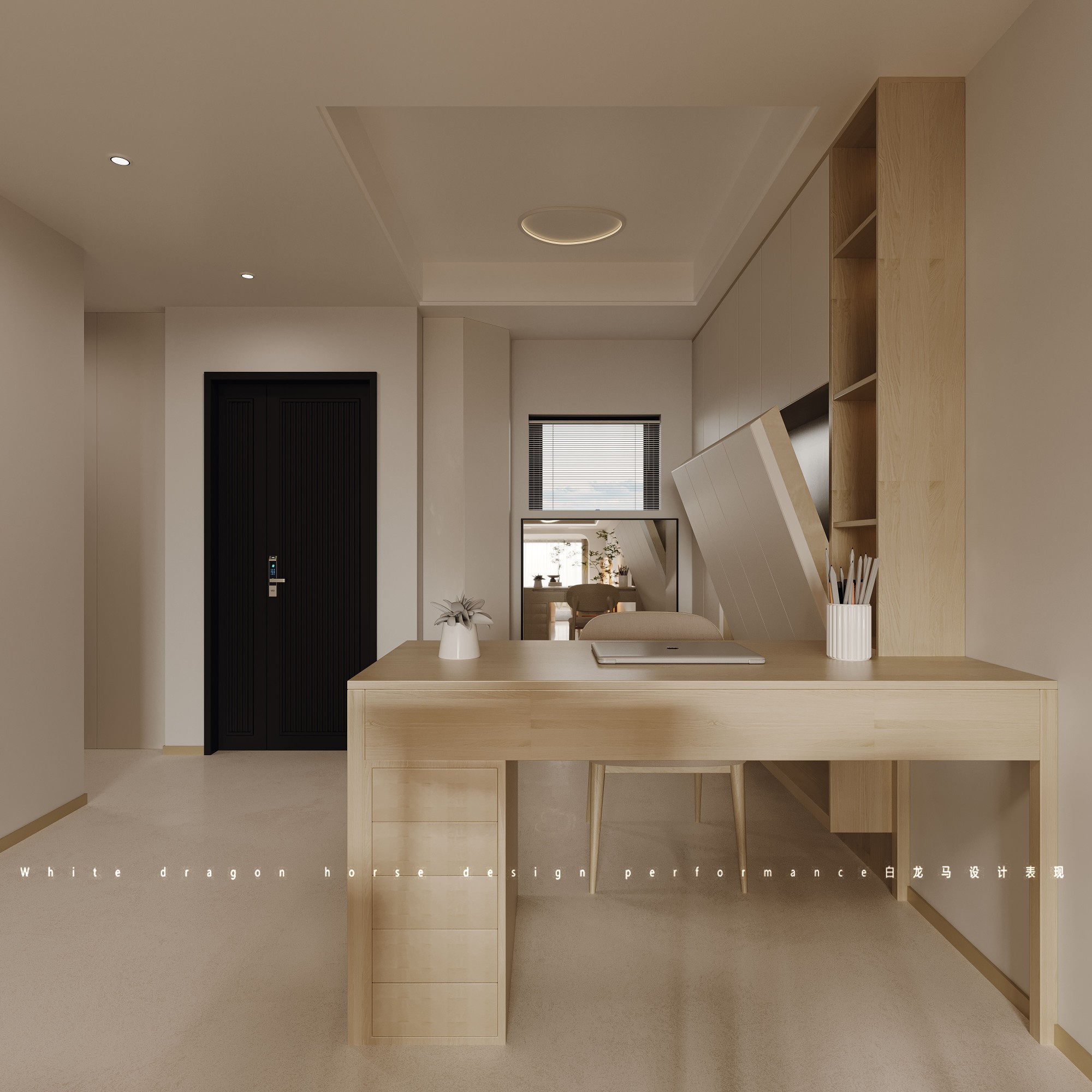 现代奶油风客餐厅-白龙马效果图[ID: 103367905]_建e效果图