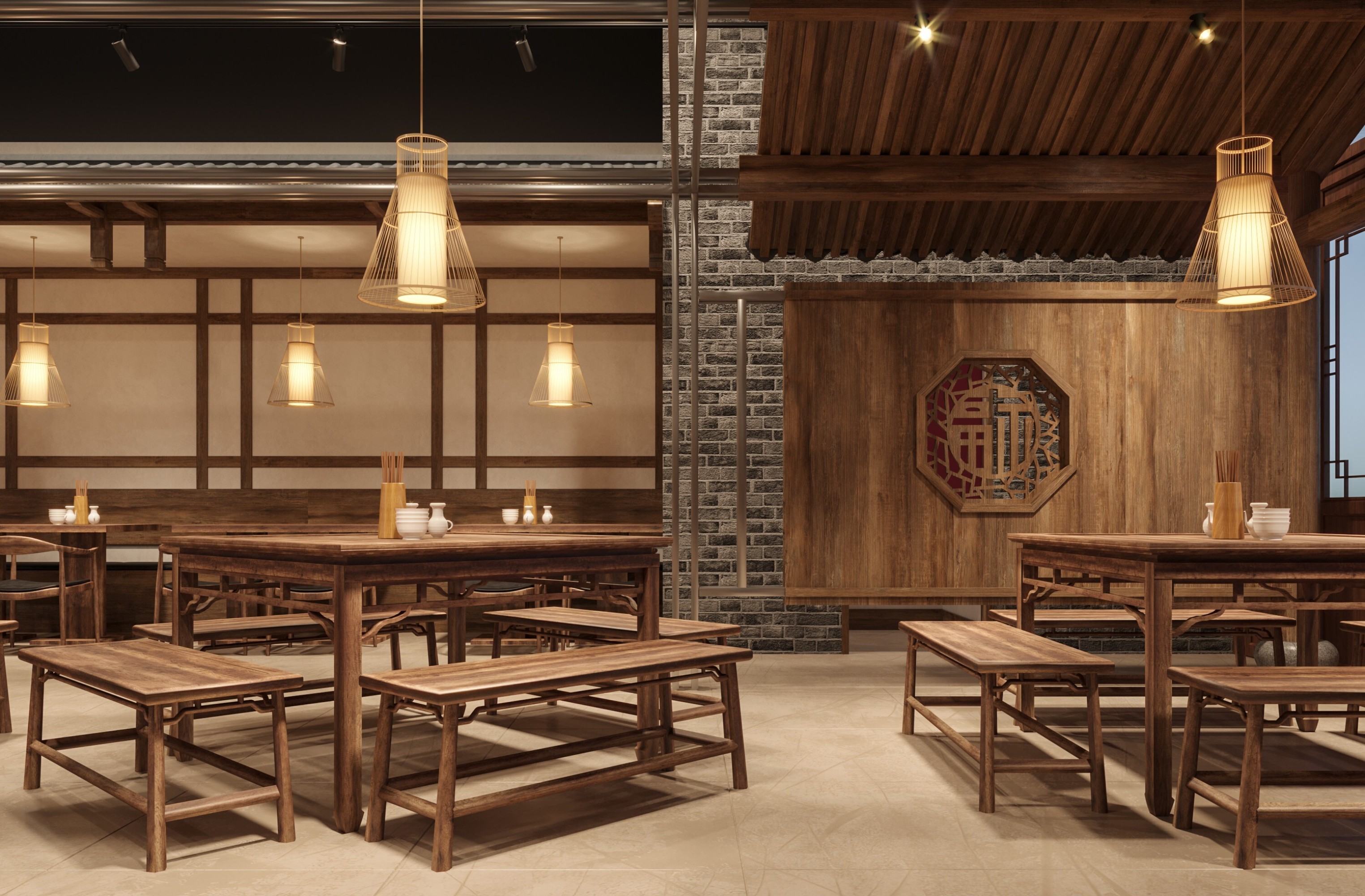 中式餐厅[ID: 103433404]_建e效果图