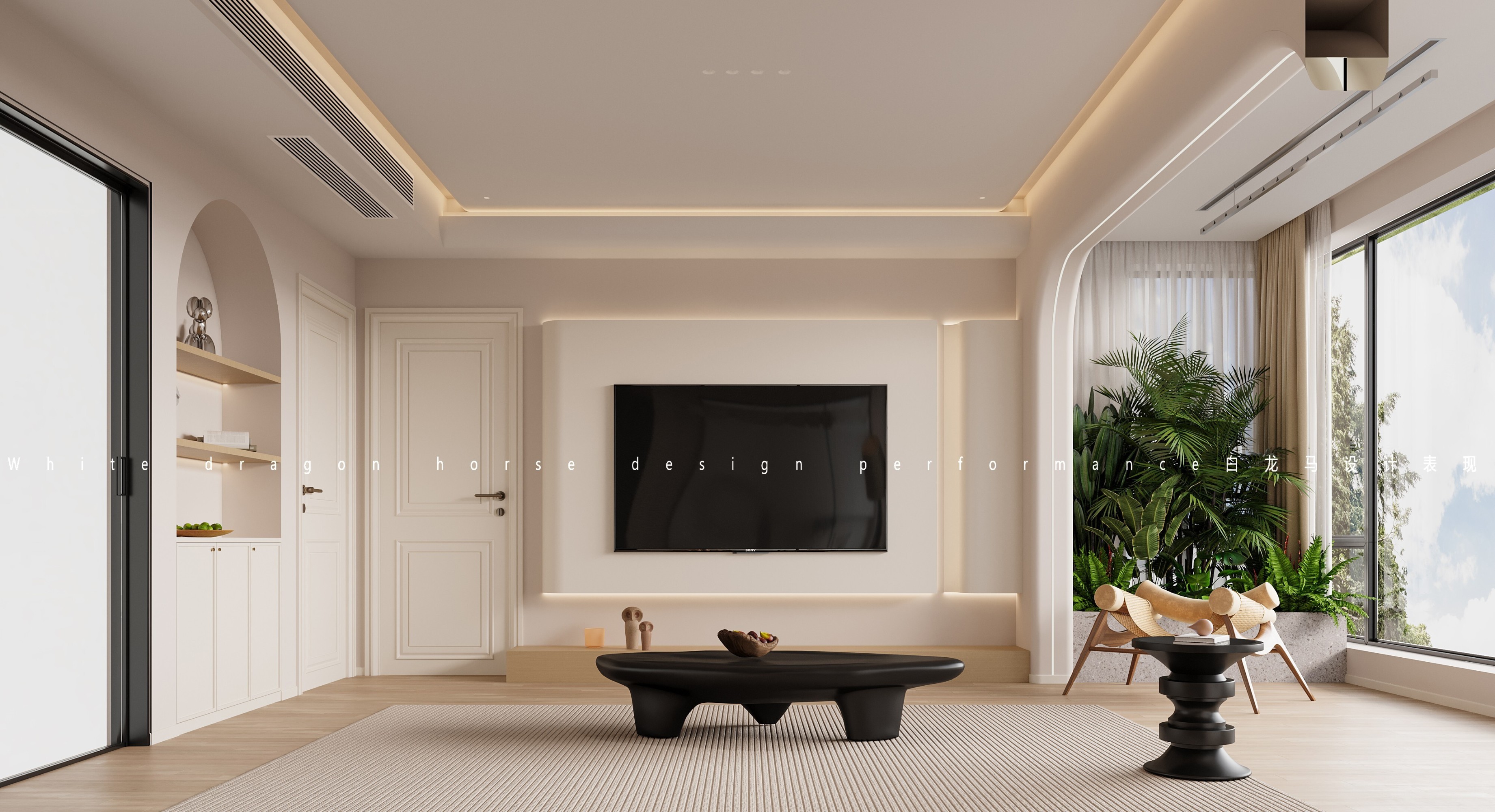 现代奶油风——白龙马效果[ID: 104088715]_建e效果图