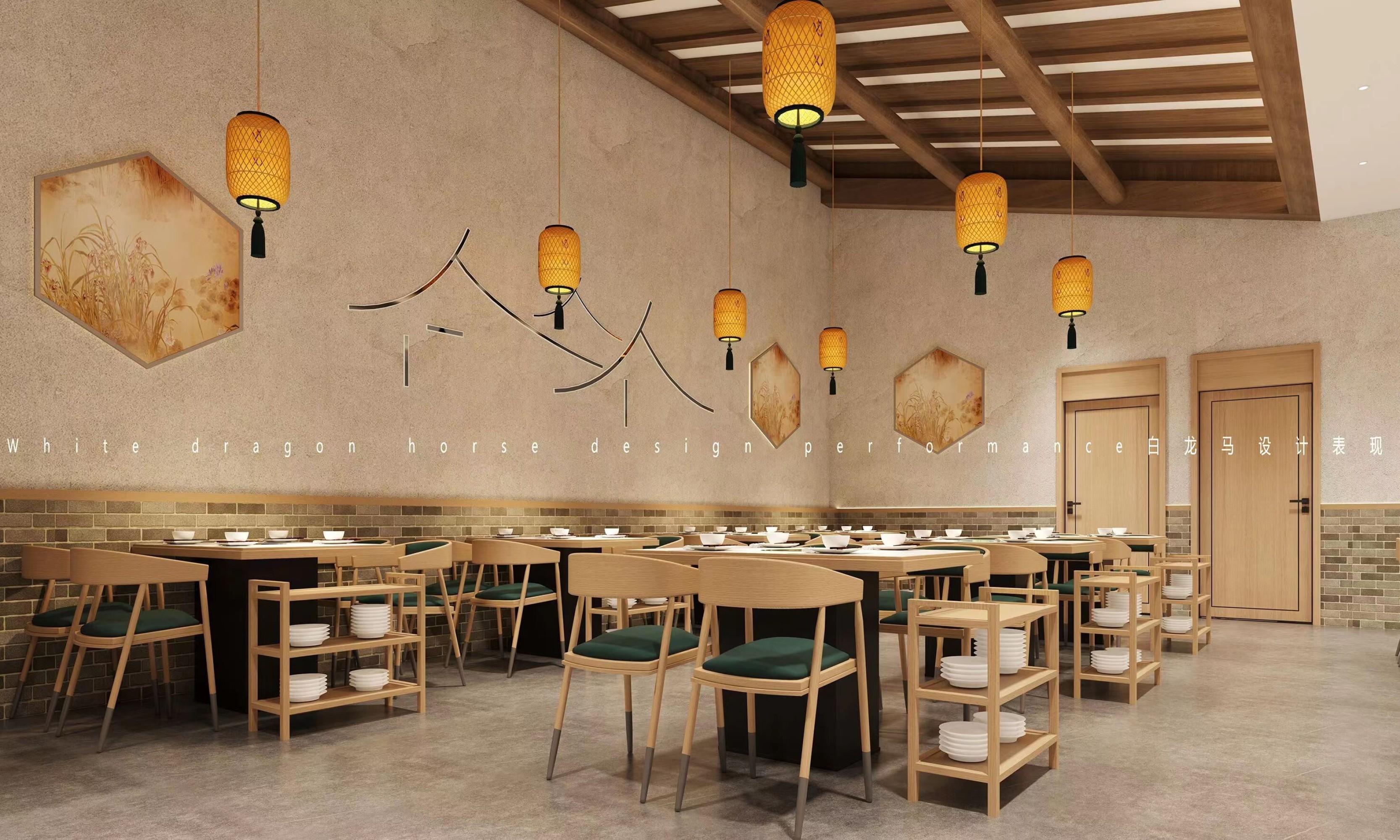 新中式餐厅-白龙马效果图[ID: 104219868]_建e效果图