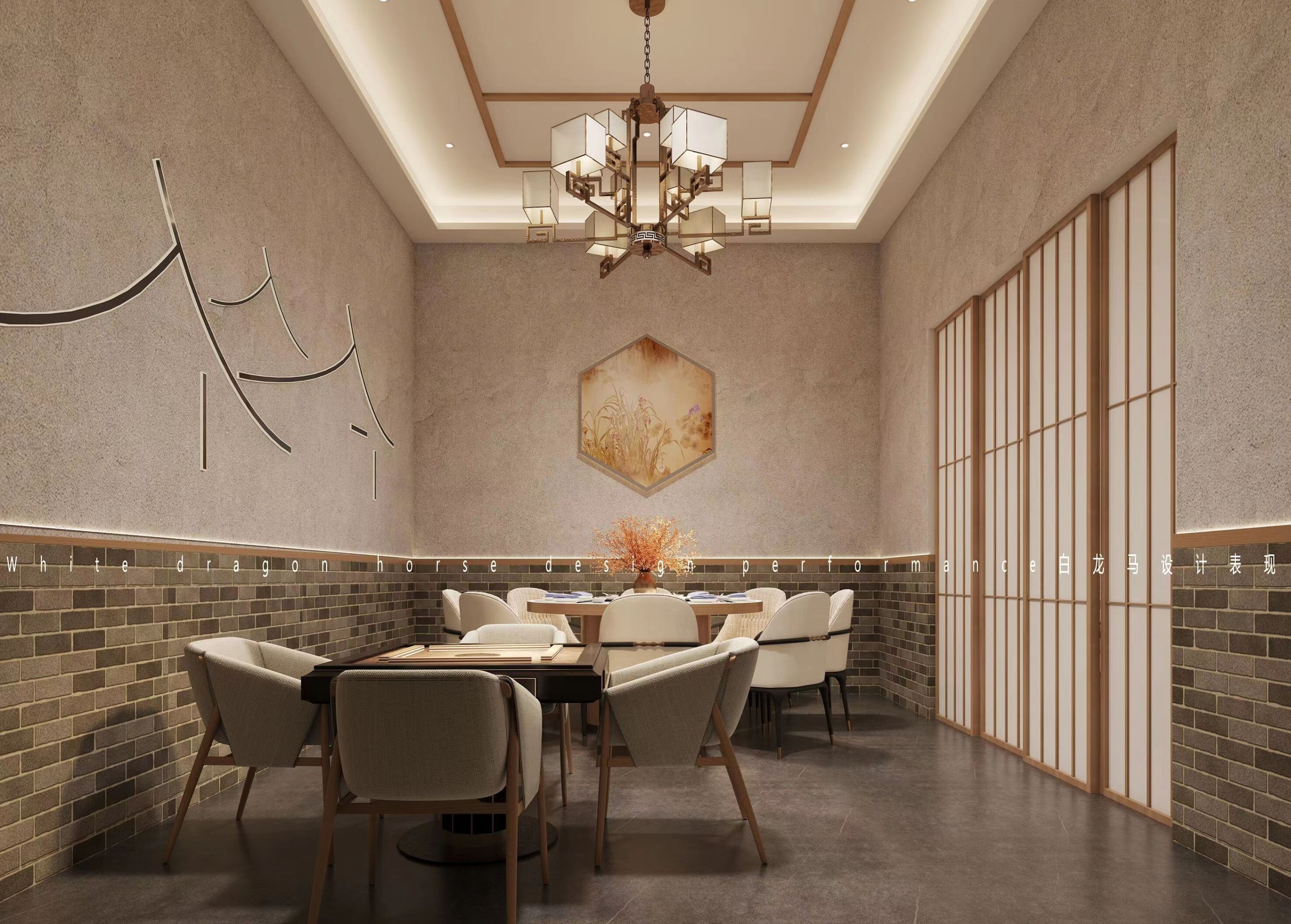 新中式餐厅-白龙马效果图[ID: 104219868]_建e效果图