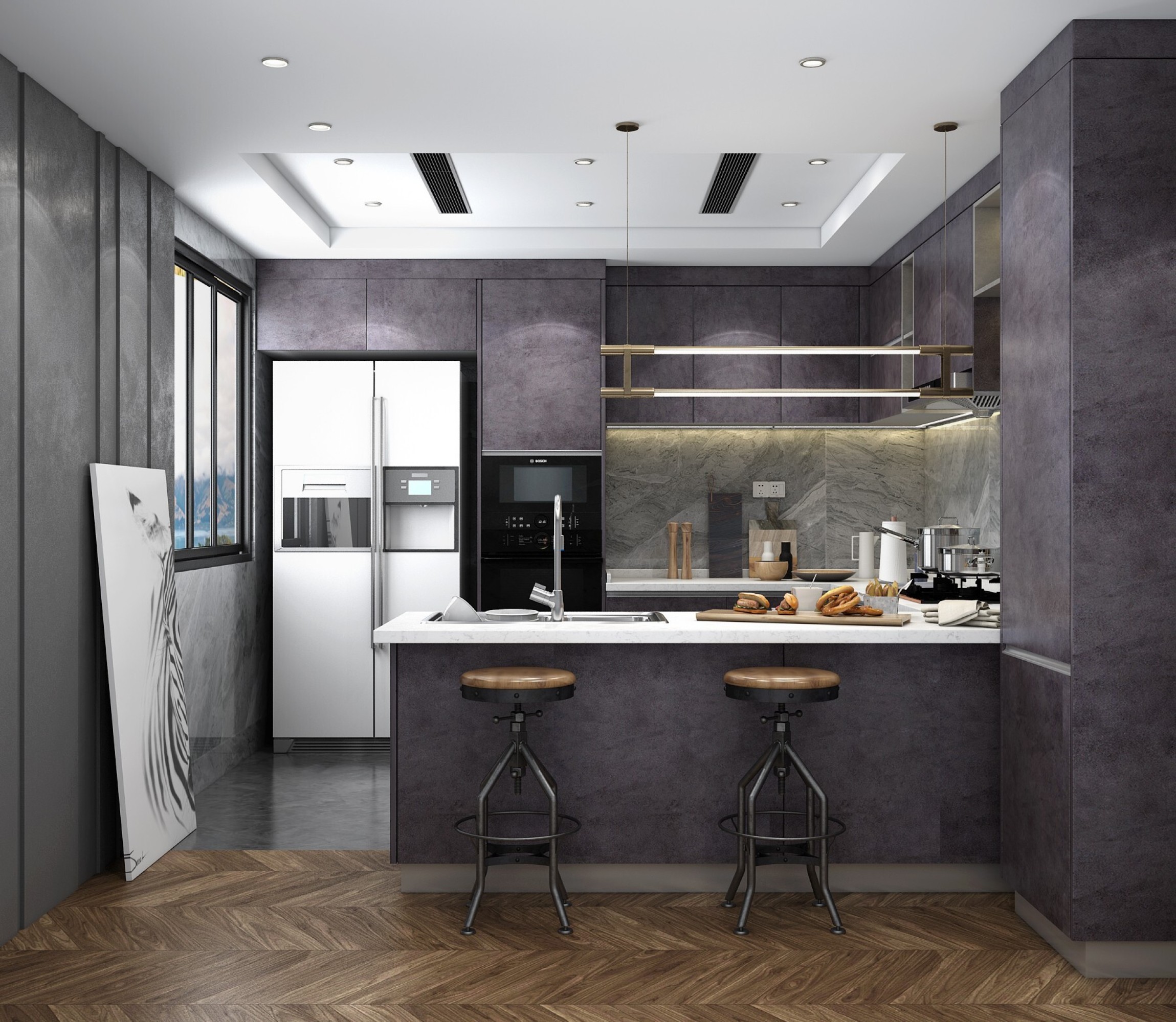 现代厨房[ID: 103957663]_建e效果图