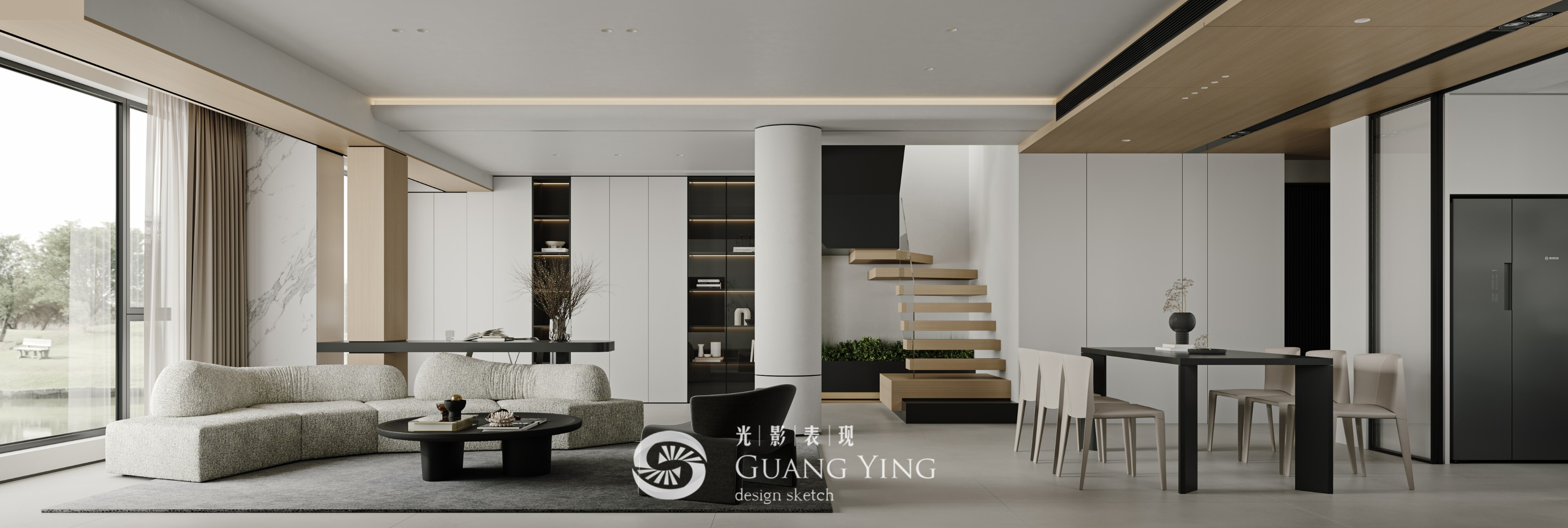 现代极简别墅[ID: 104612977]_建e效果图
