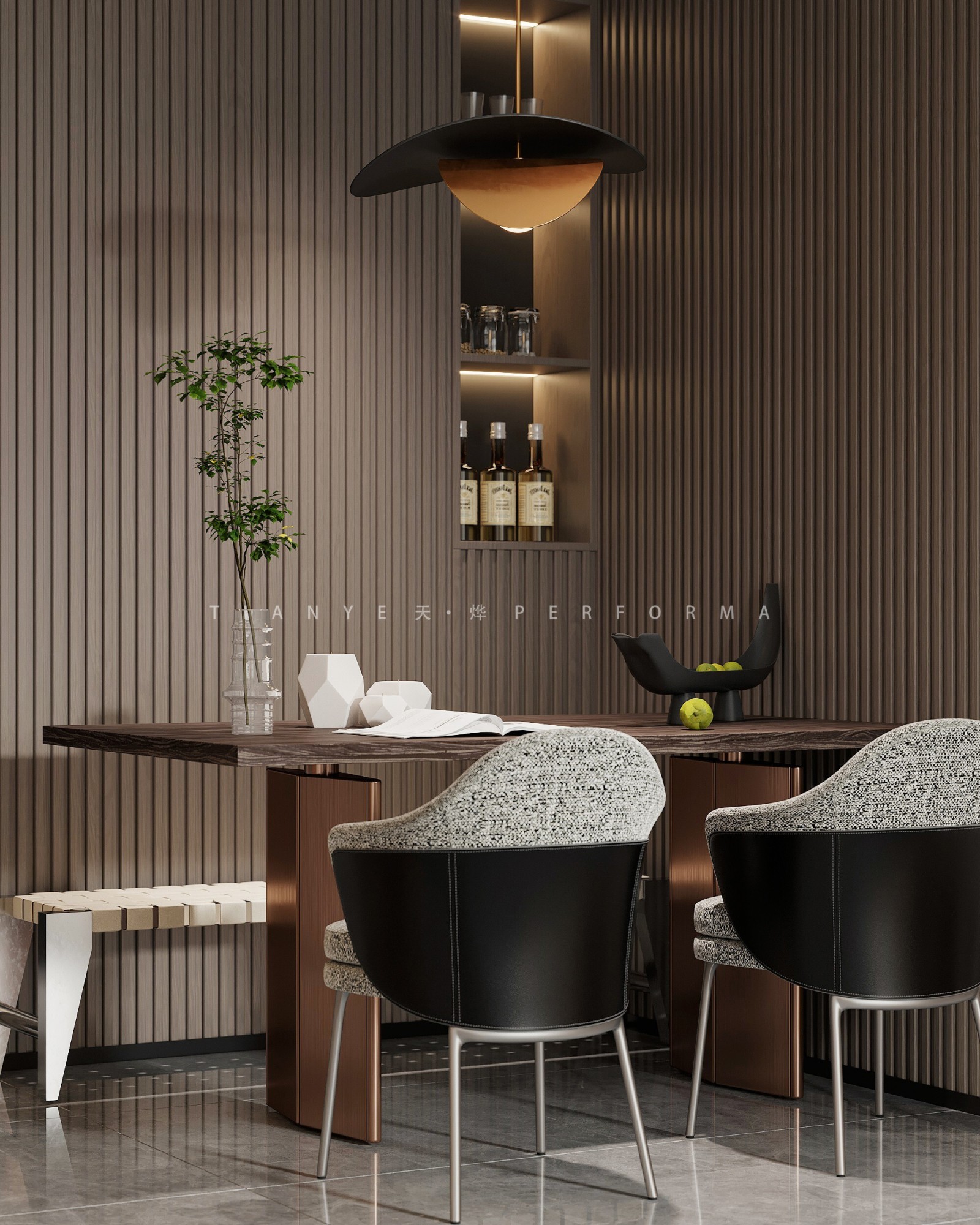 现代简约客餐厅案例[ID: 104744046]_建e效果图
