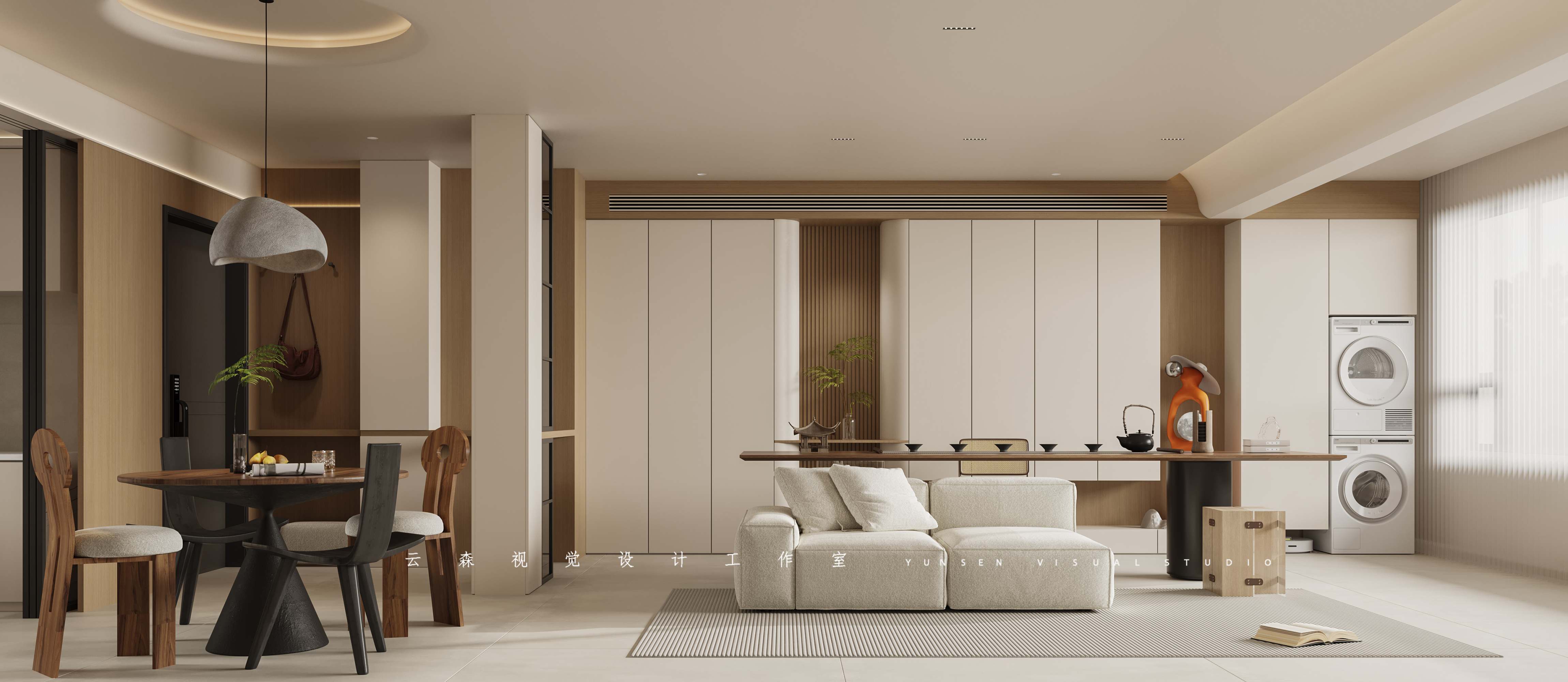 现代原木风家装效果图[ID: 113525794]_建e效果图