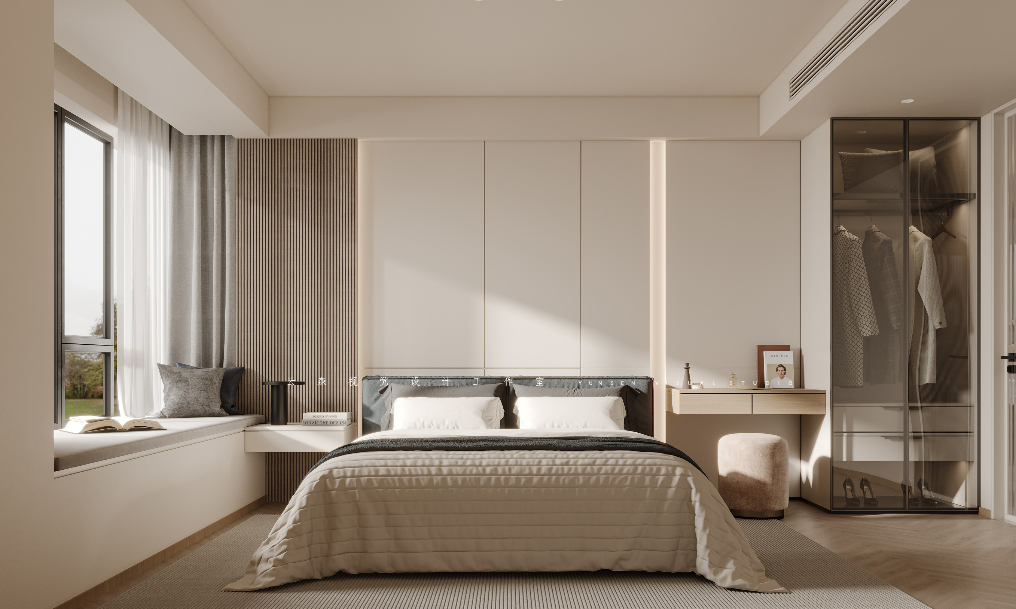 现代原木风家装效果图[ID: 113525794]_建e效果图
