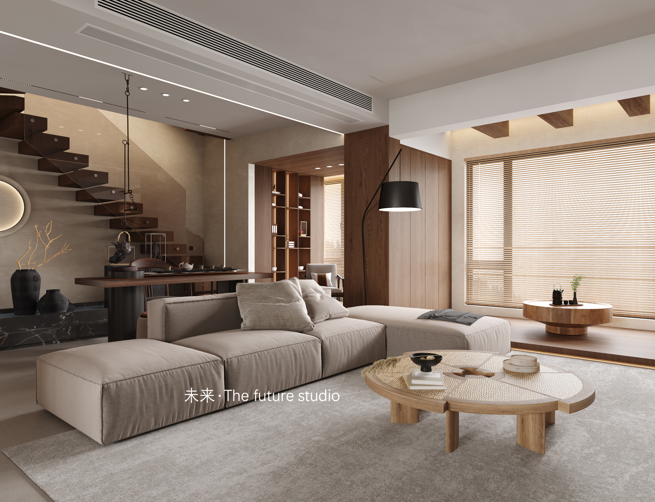 现代简约原木风家装效果图[ID: 113656845]_建e效果图