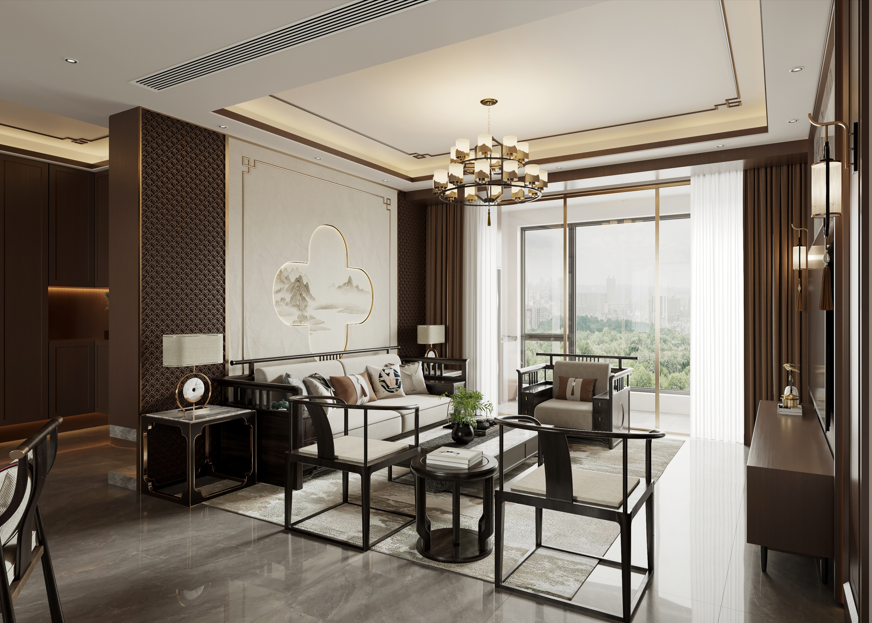 新中式家装效果图[ID: 113656931]_建e效果图