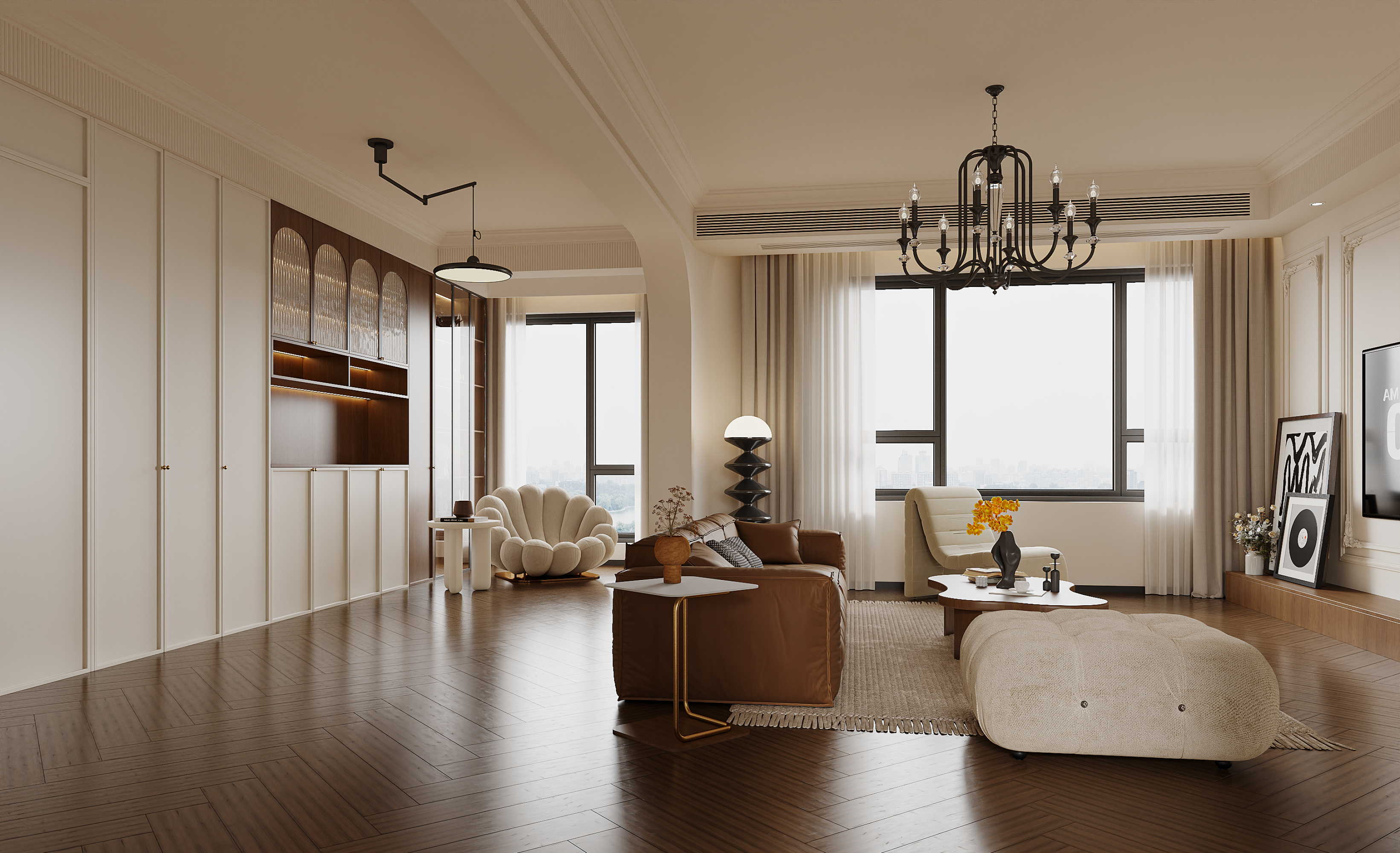 复古法式奶油风家装效果图[ID: 113329294]_建e效果图