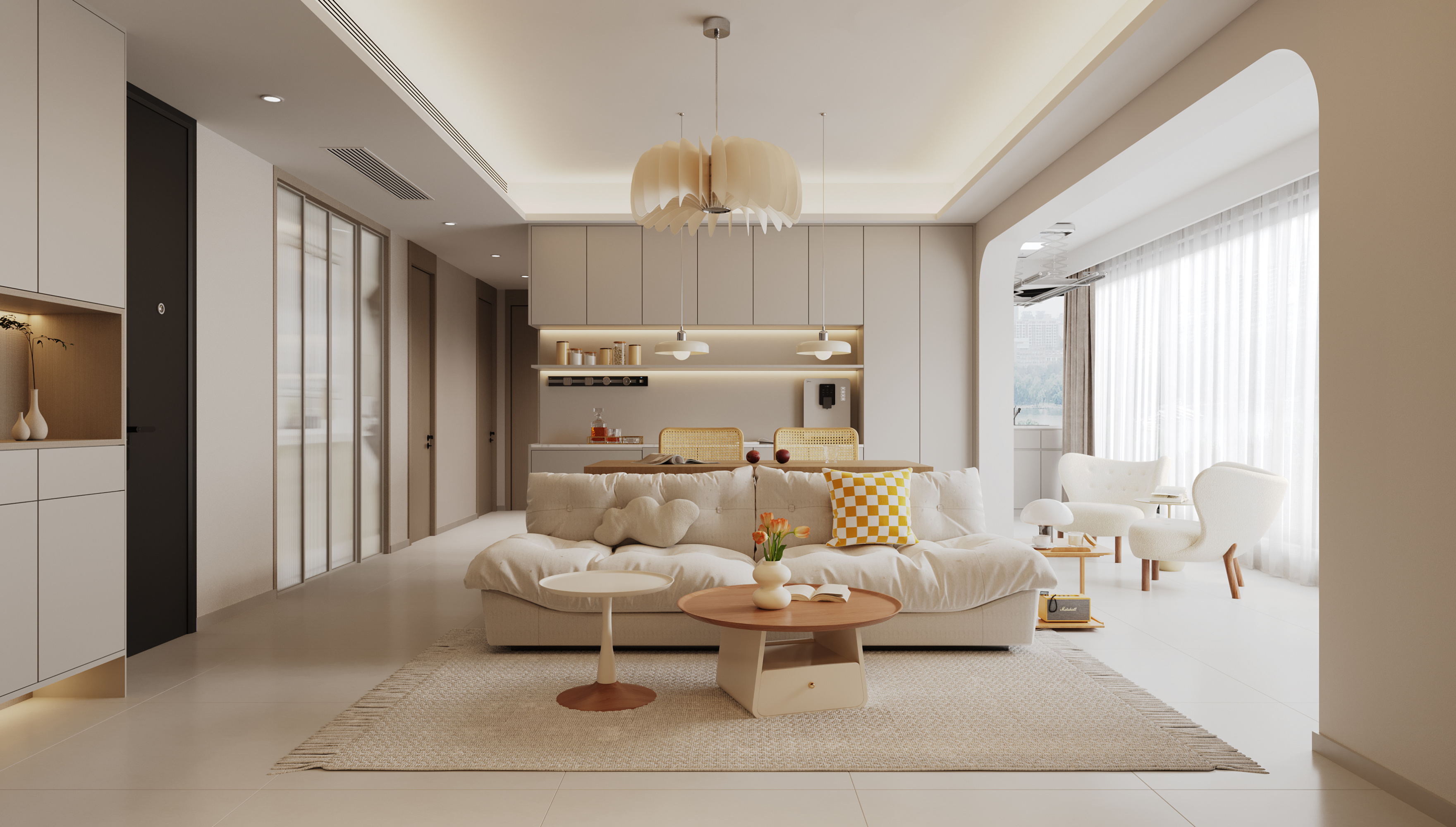 复古法式奶油风家装效果图[ID: 113329390]_建e效果图