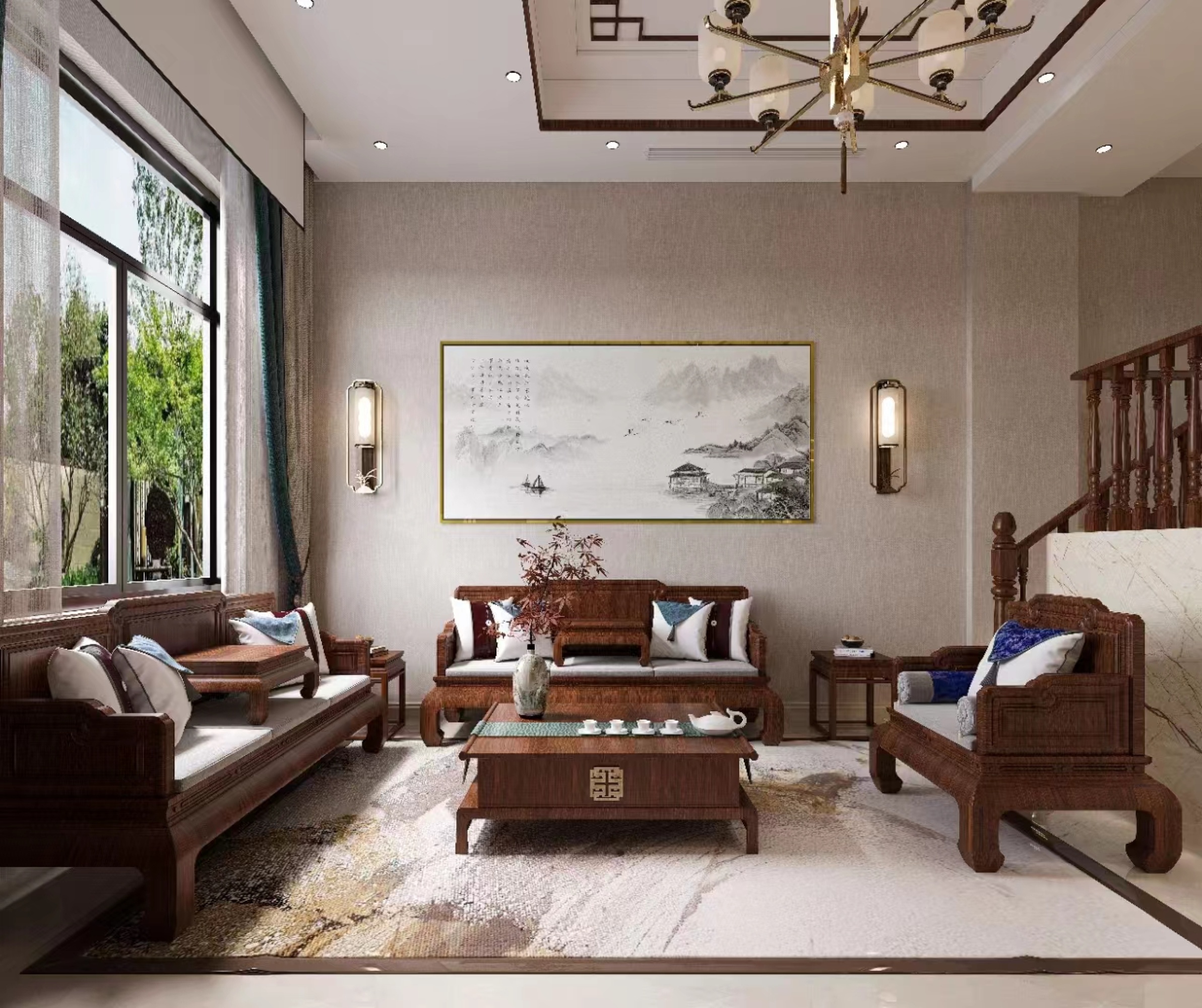 新中式家装效果图[ID: 113263769]_建e效果图