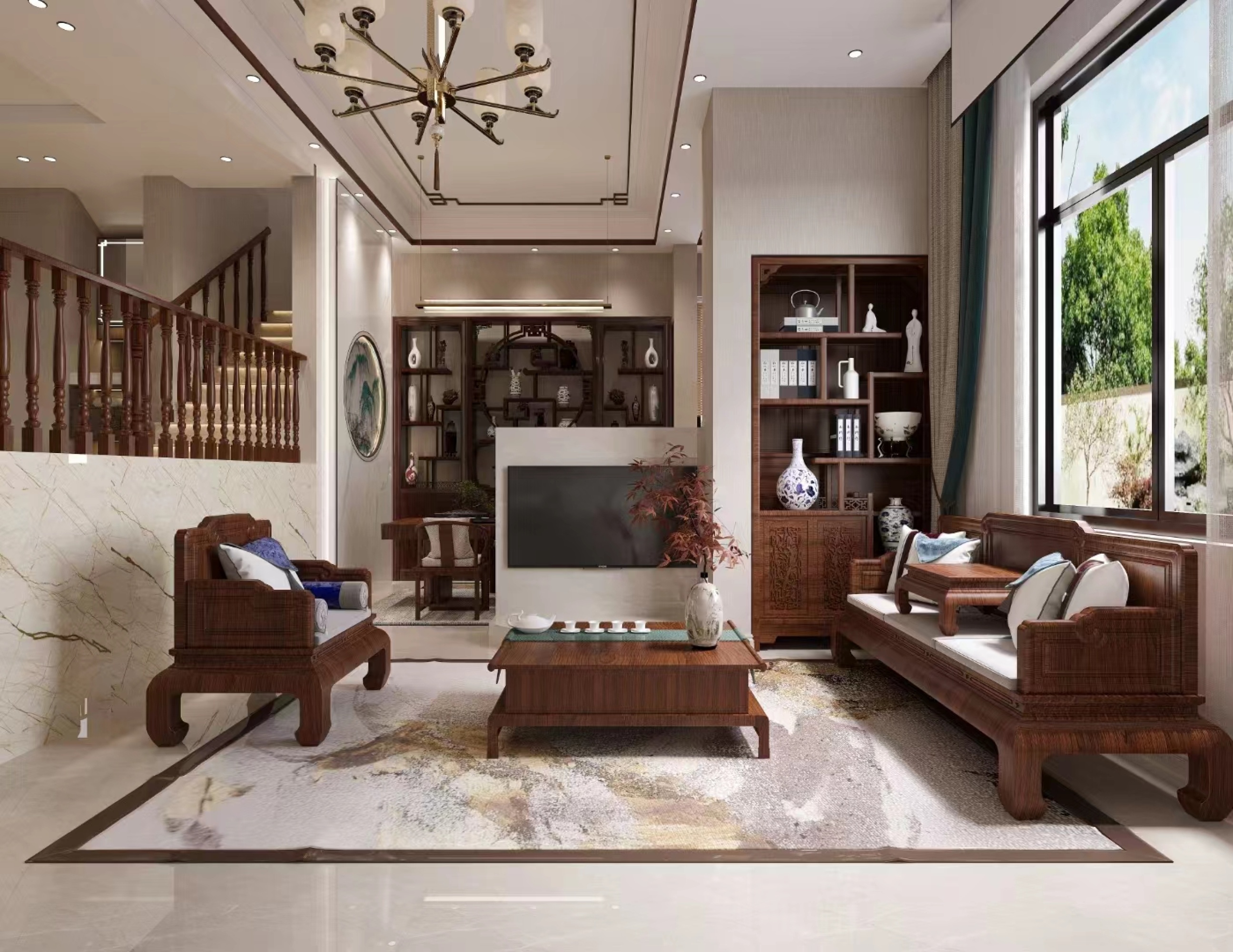 新中式家装效果图[ID: 113263769]_建e效果图