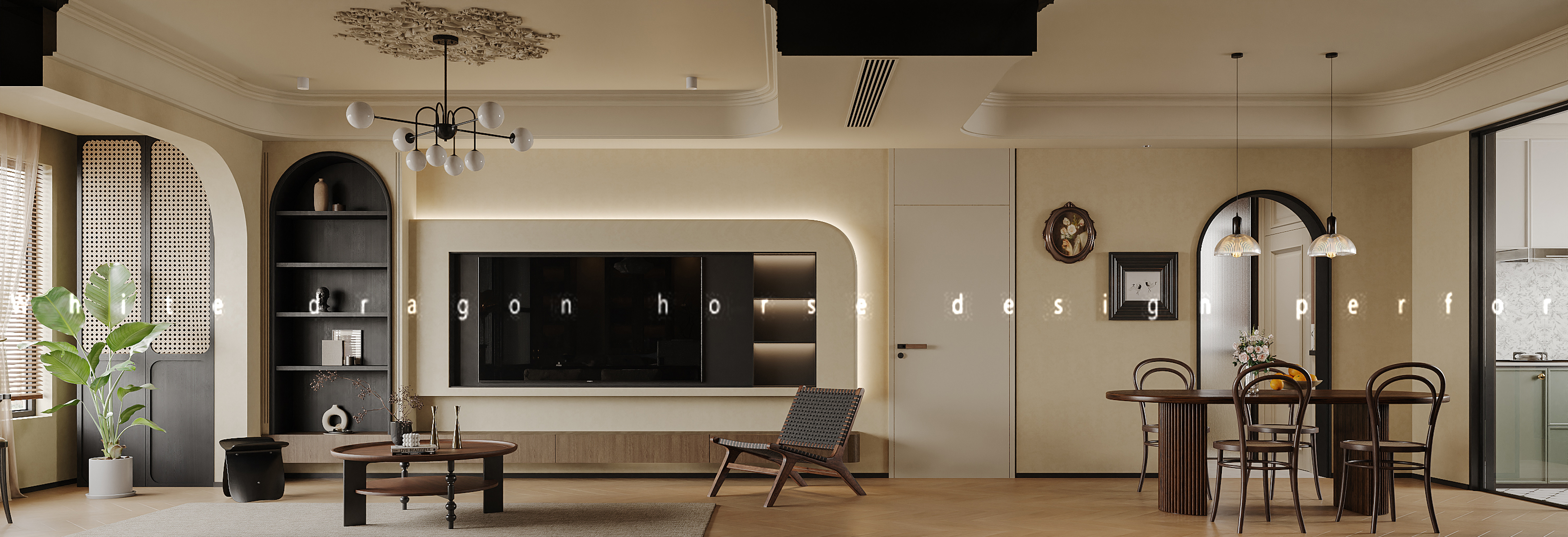 现代中古风家装效果图[ID: 113460414]_建e效果图