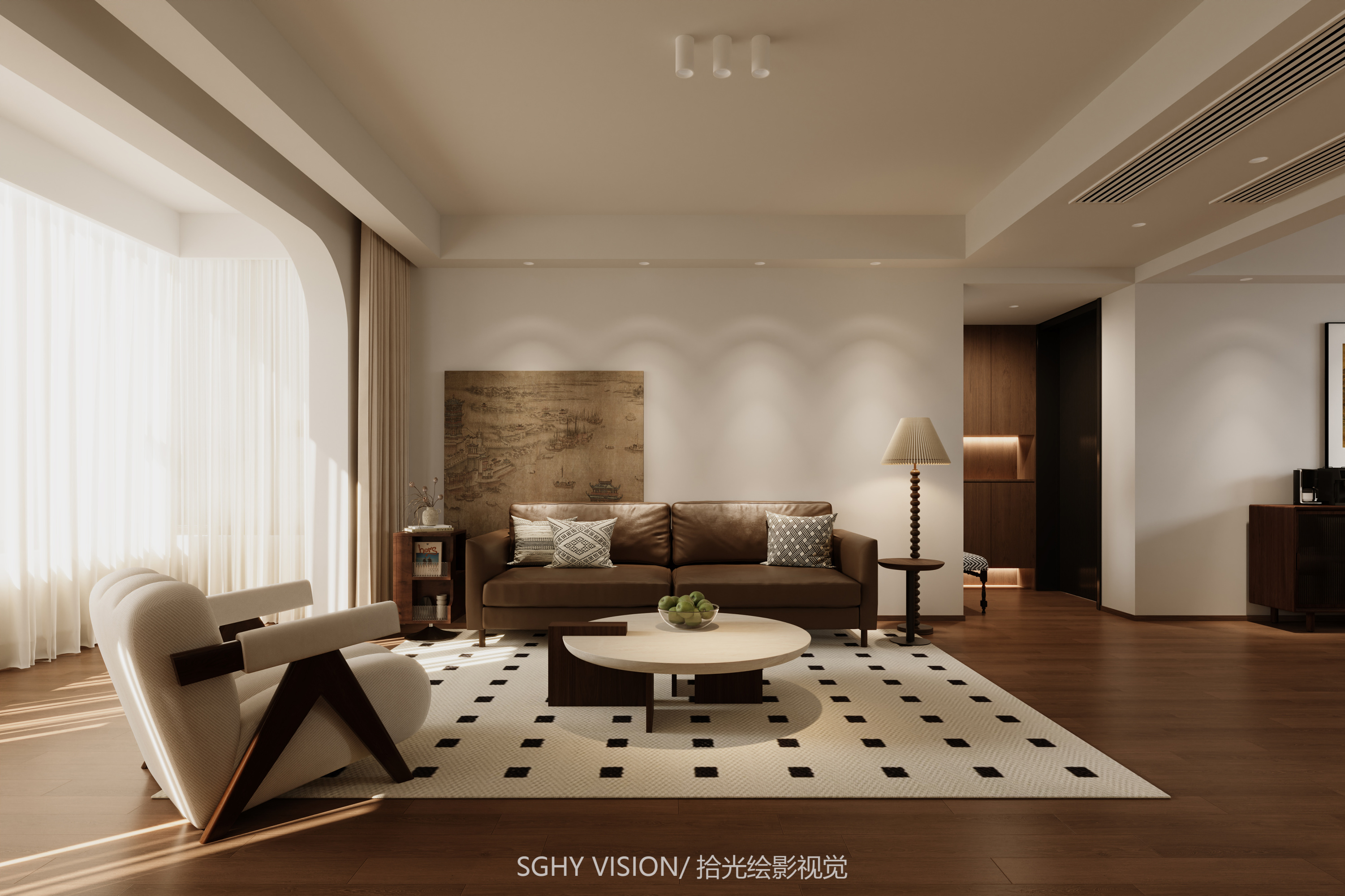 现代中古风家装效果图[ID: 113460418]_建e效果图