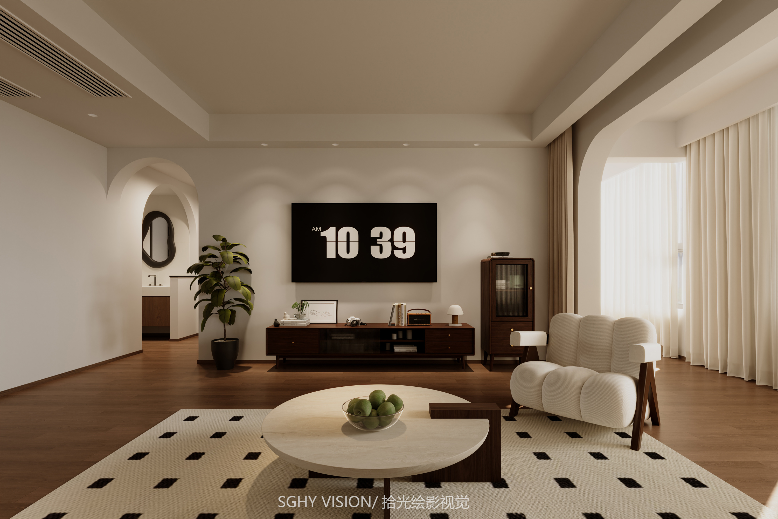 现代中古风家装效果图[ID: 113460418]_建e效果图