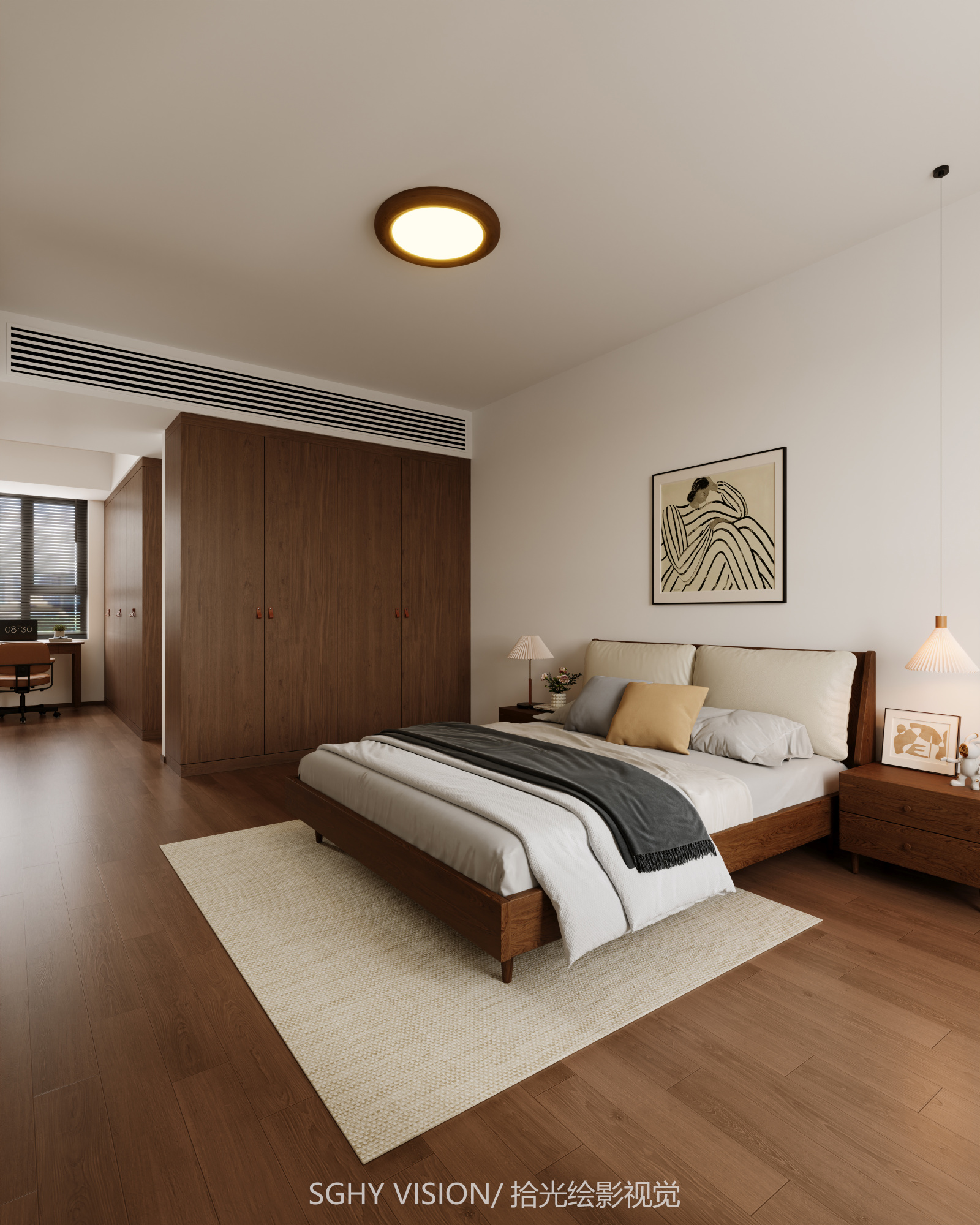 现代中古风家装效果图[ID: 113460418]_建e效果图
