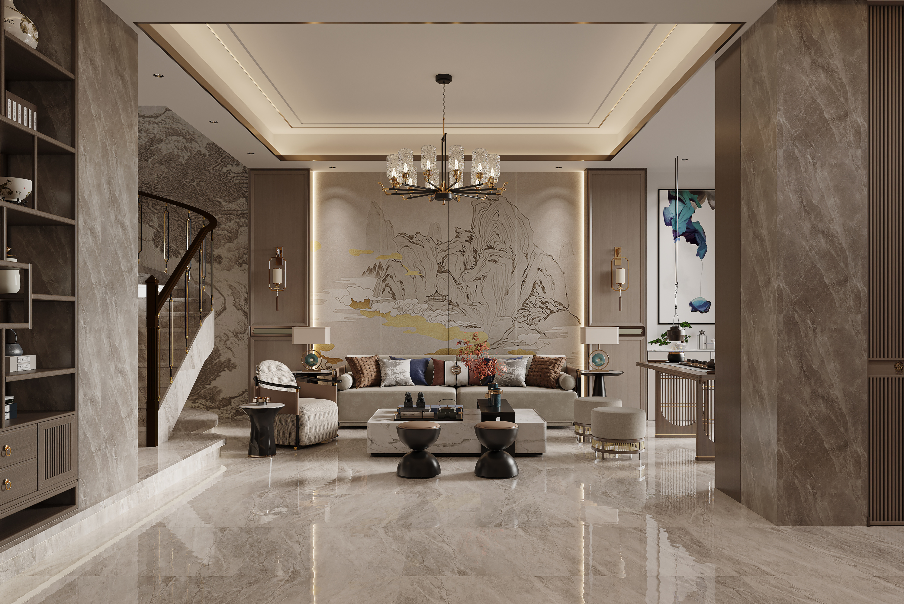 新中式家装效果图[ID: 113394733]_建e效果图