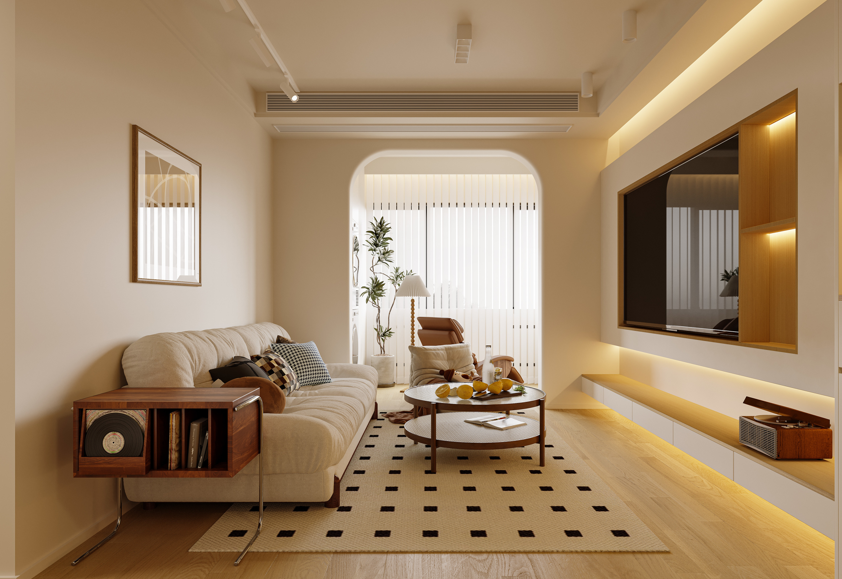简约奶油风家装效果图[ID: 114050172]_建e效果图