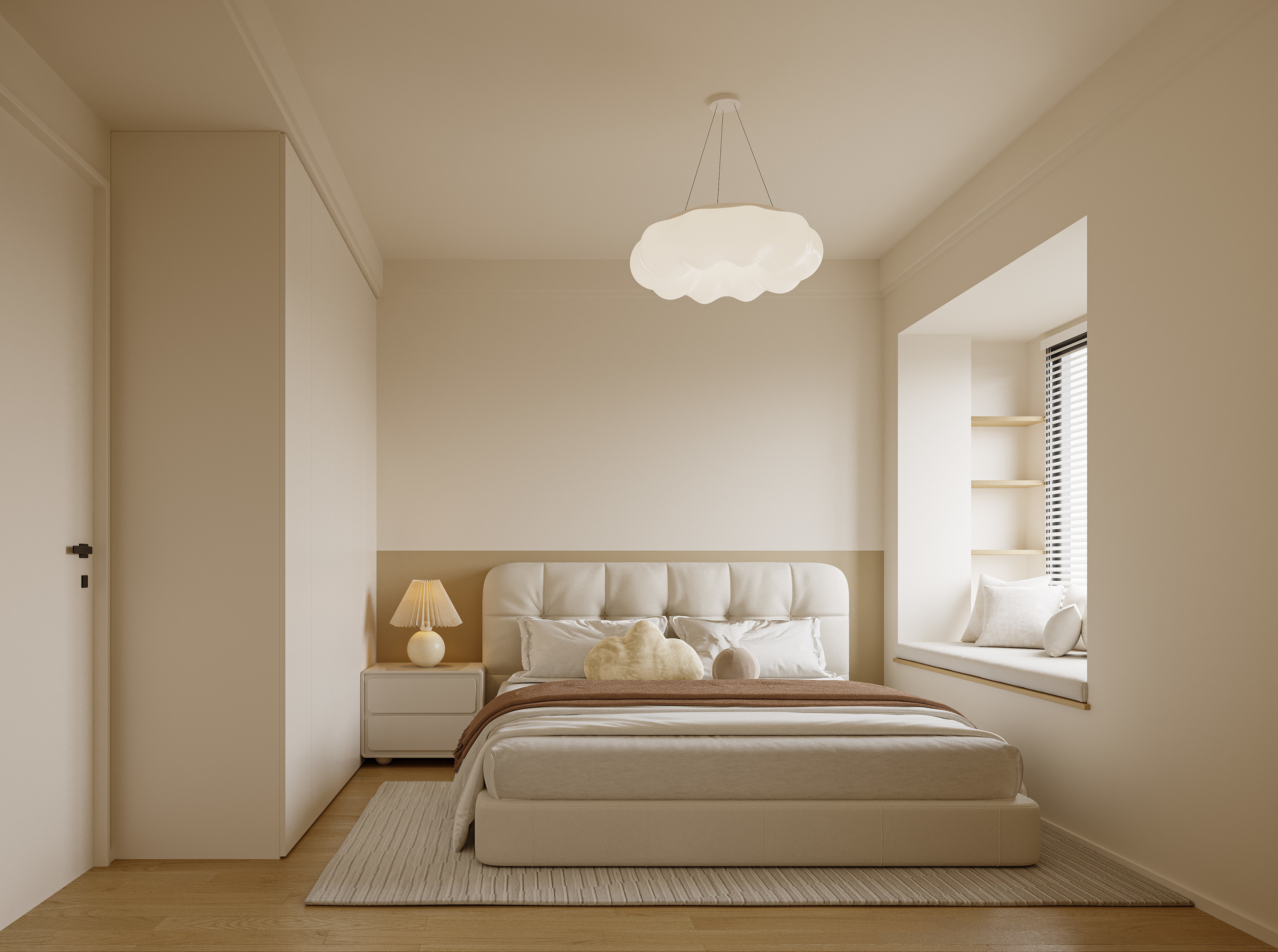 简约奶油风家装效果图[ID: 114050172]_建e效果图