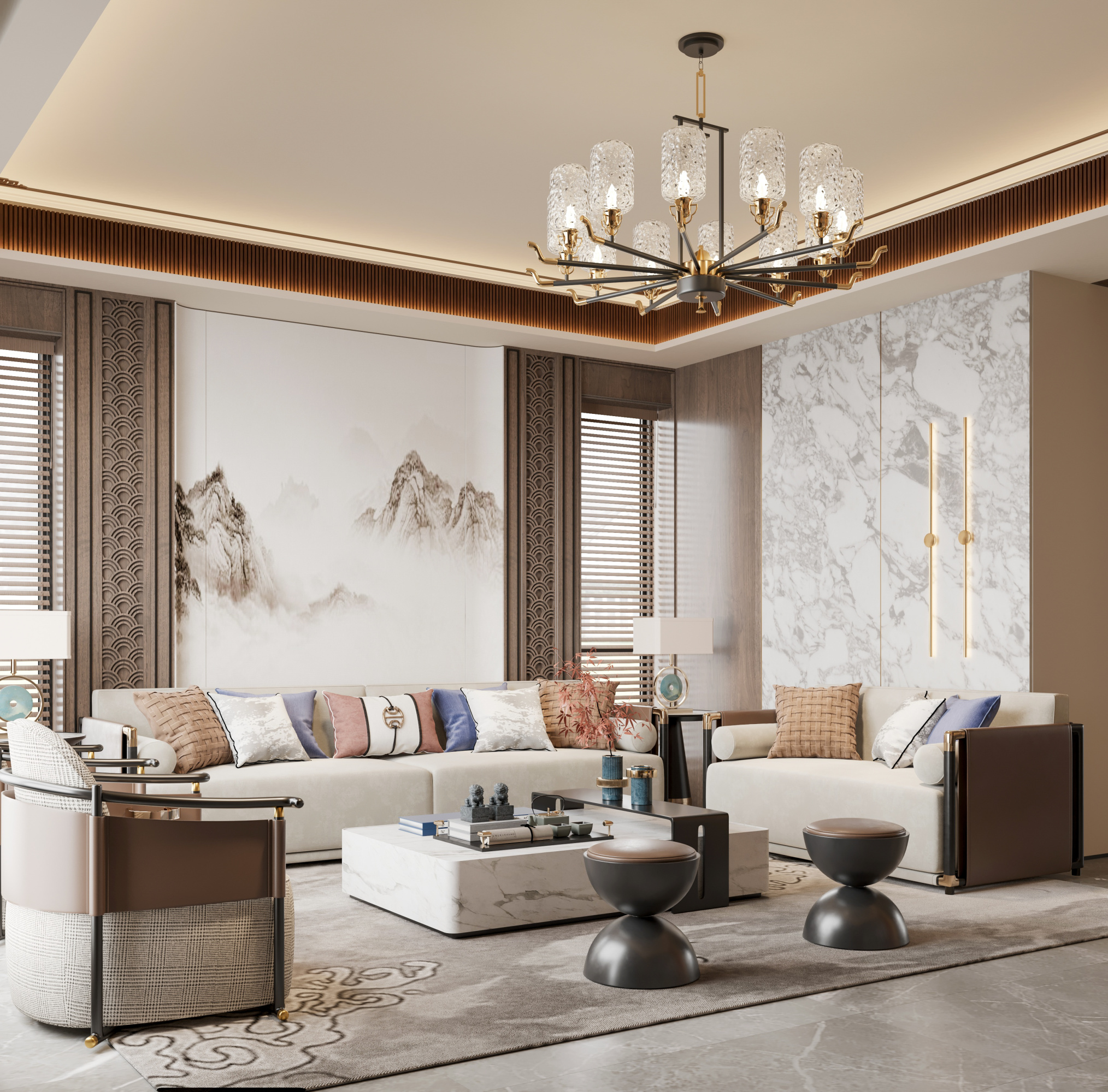 新中式家装效果图[ID: 114050259]_建e效果图