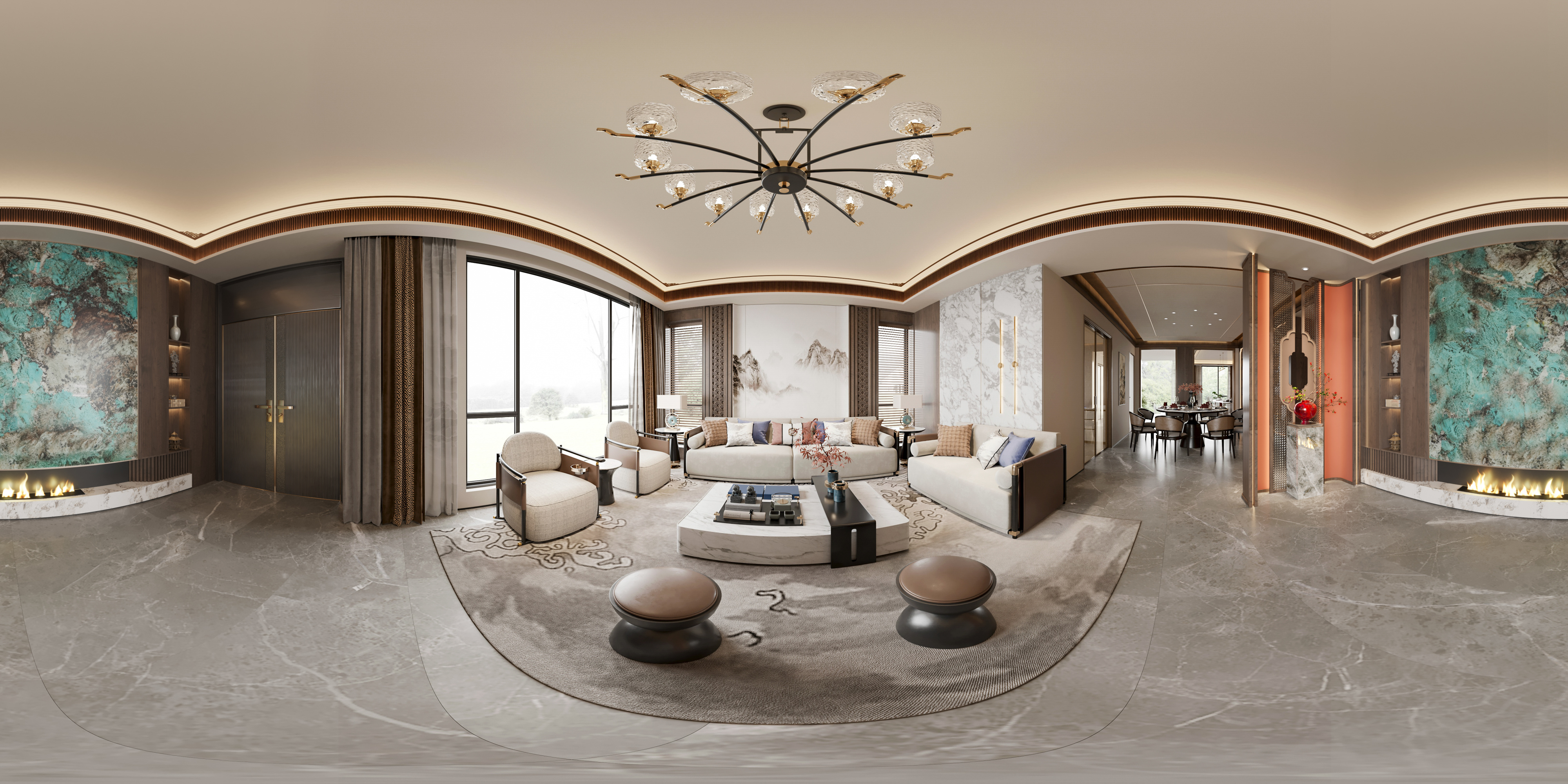 新中式家装效果图[ID: 114050259]_建e效果图