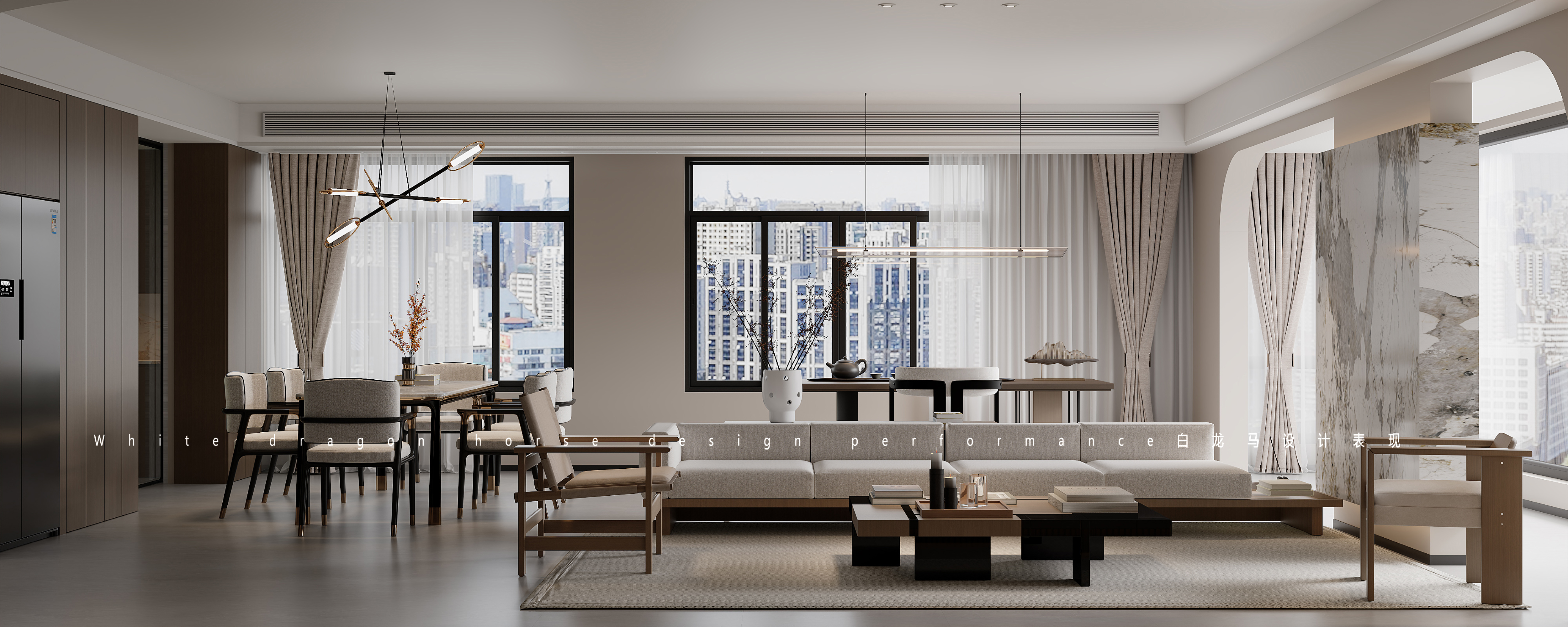 新中式客餐厅效果图[ID: 114246688]_建e效果图