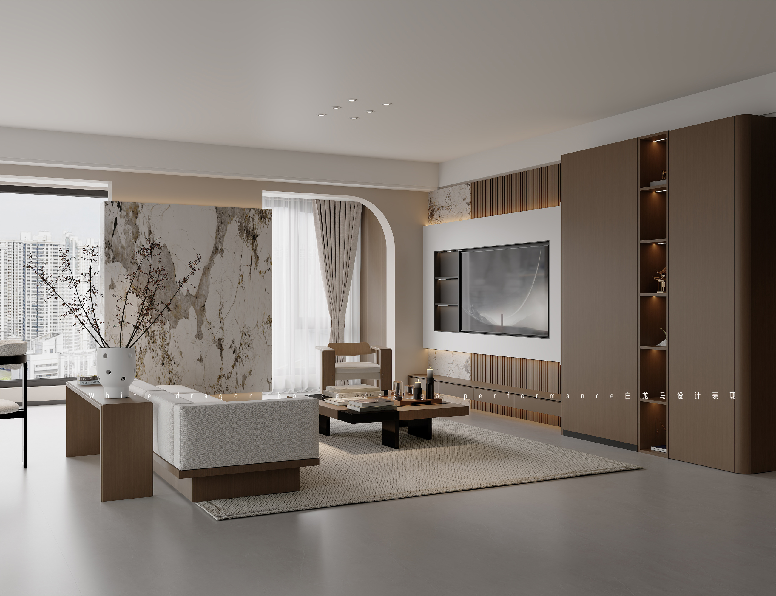新中式客餐厅效果图[ID: 114246688]_建e效果图