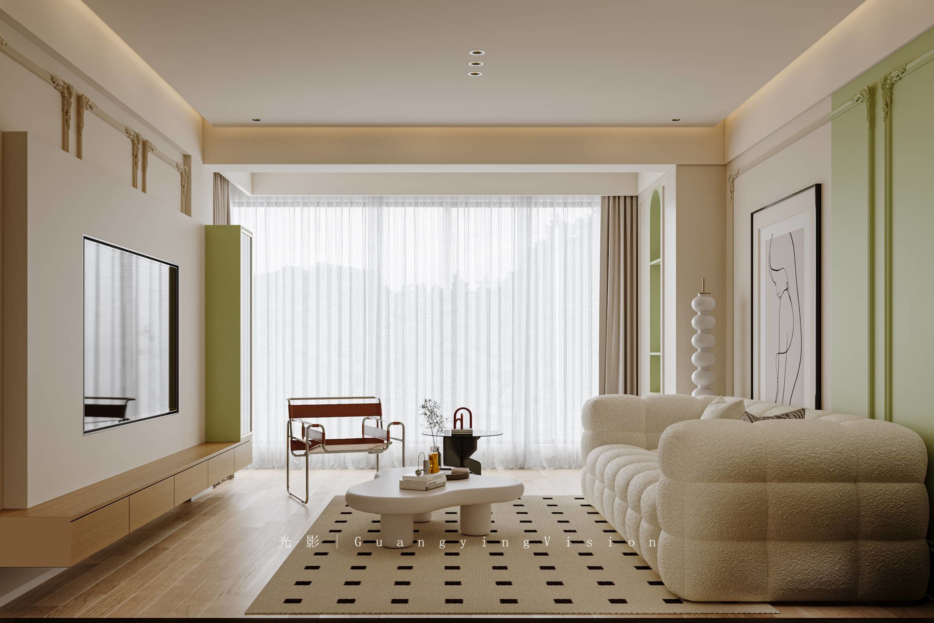 奶油风家装效果图[ID: 114246659]_建e效果图