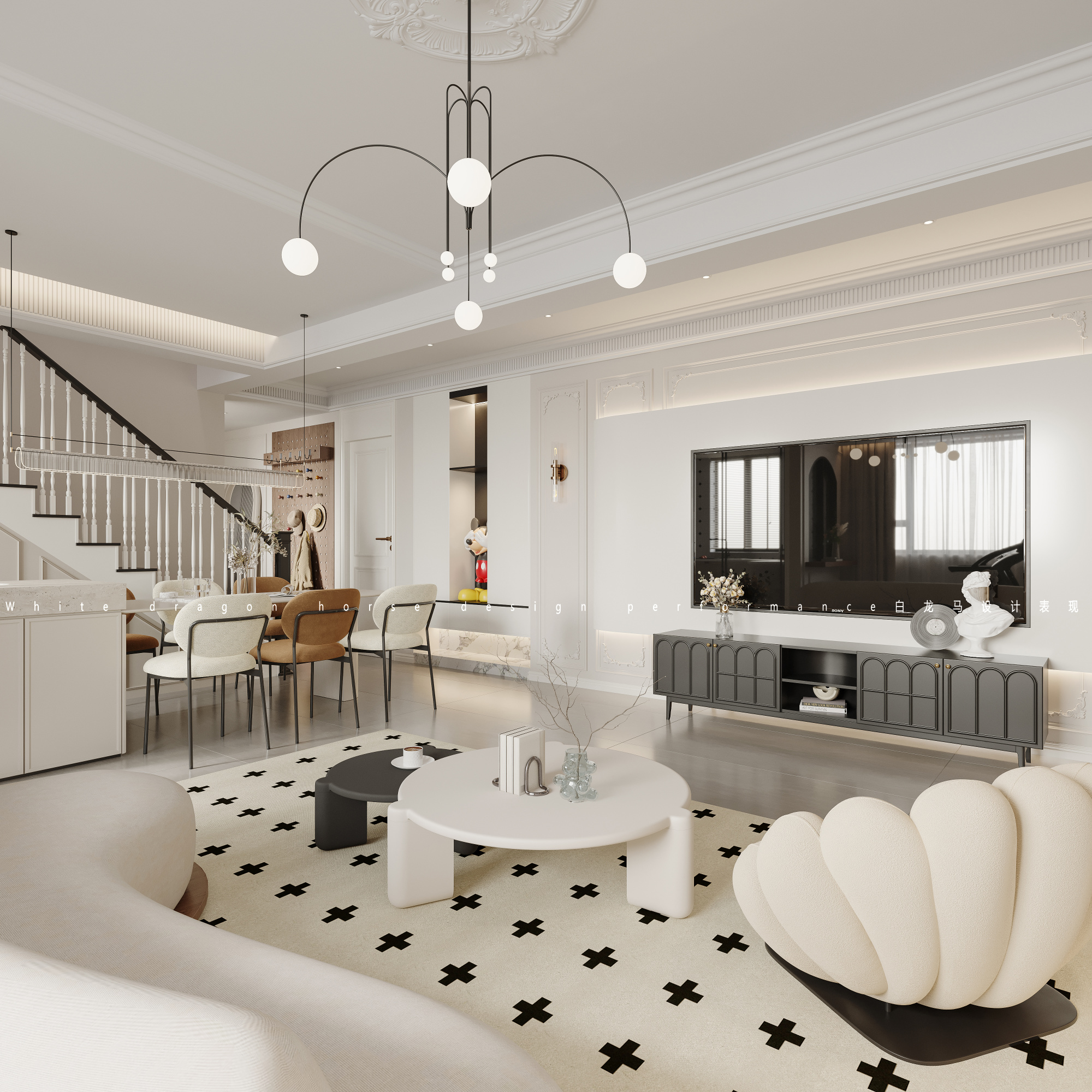 轻法式奶油风家装效果图[ID: 114246775]_建e效果图