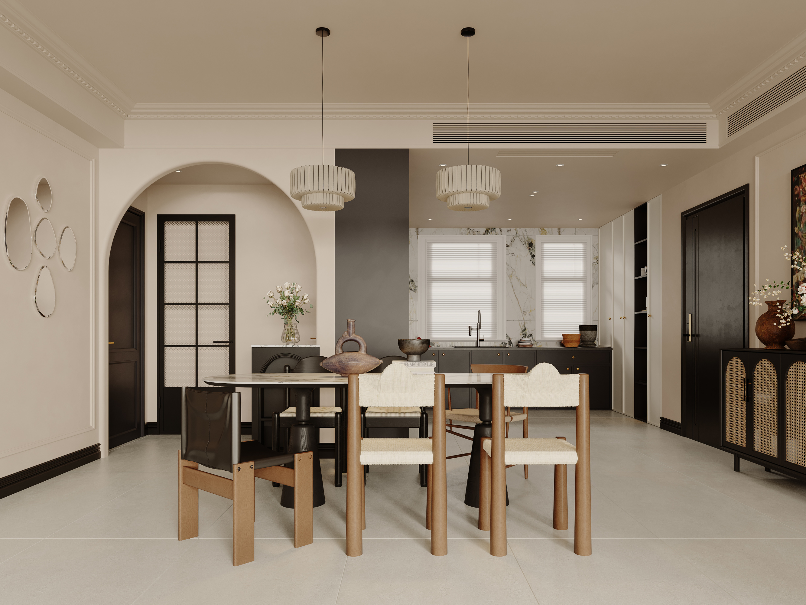 复古法式家装效果图[ID: 114181133]_建e效果图