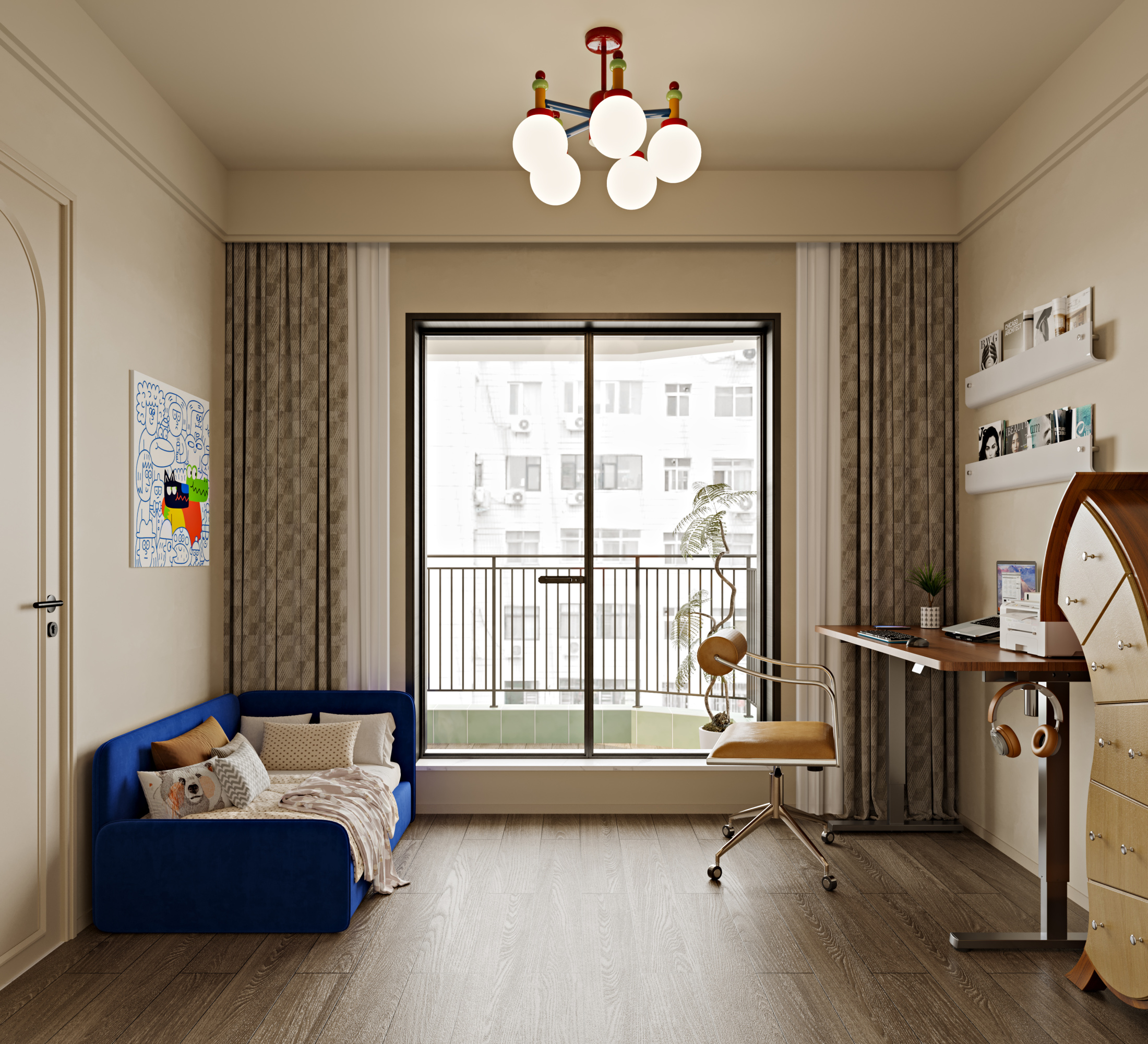 奶油中古家装效果图[ID: 113853627]_建e效果图