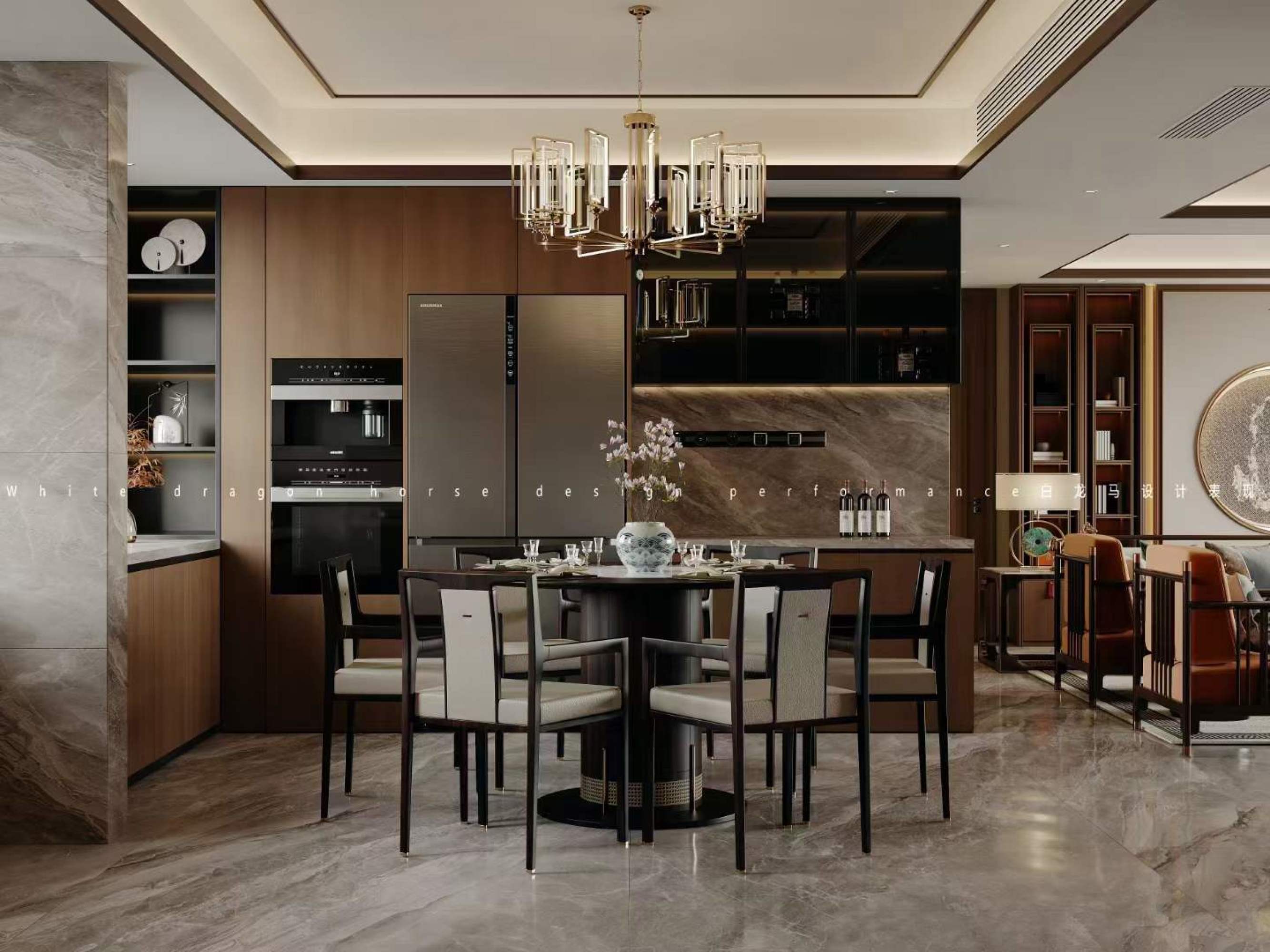 新中式客餐厅效果图[ID: 113853635]_建e效果图