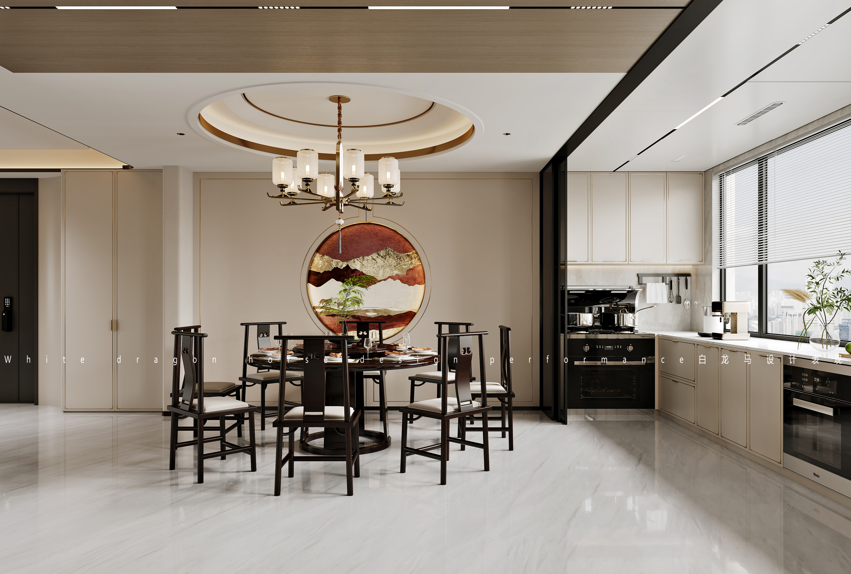 中式客餐厅效果图[ID: 113788017]_建e效果图