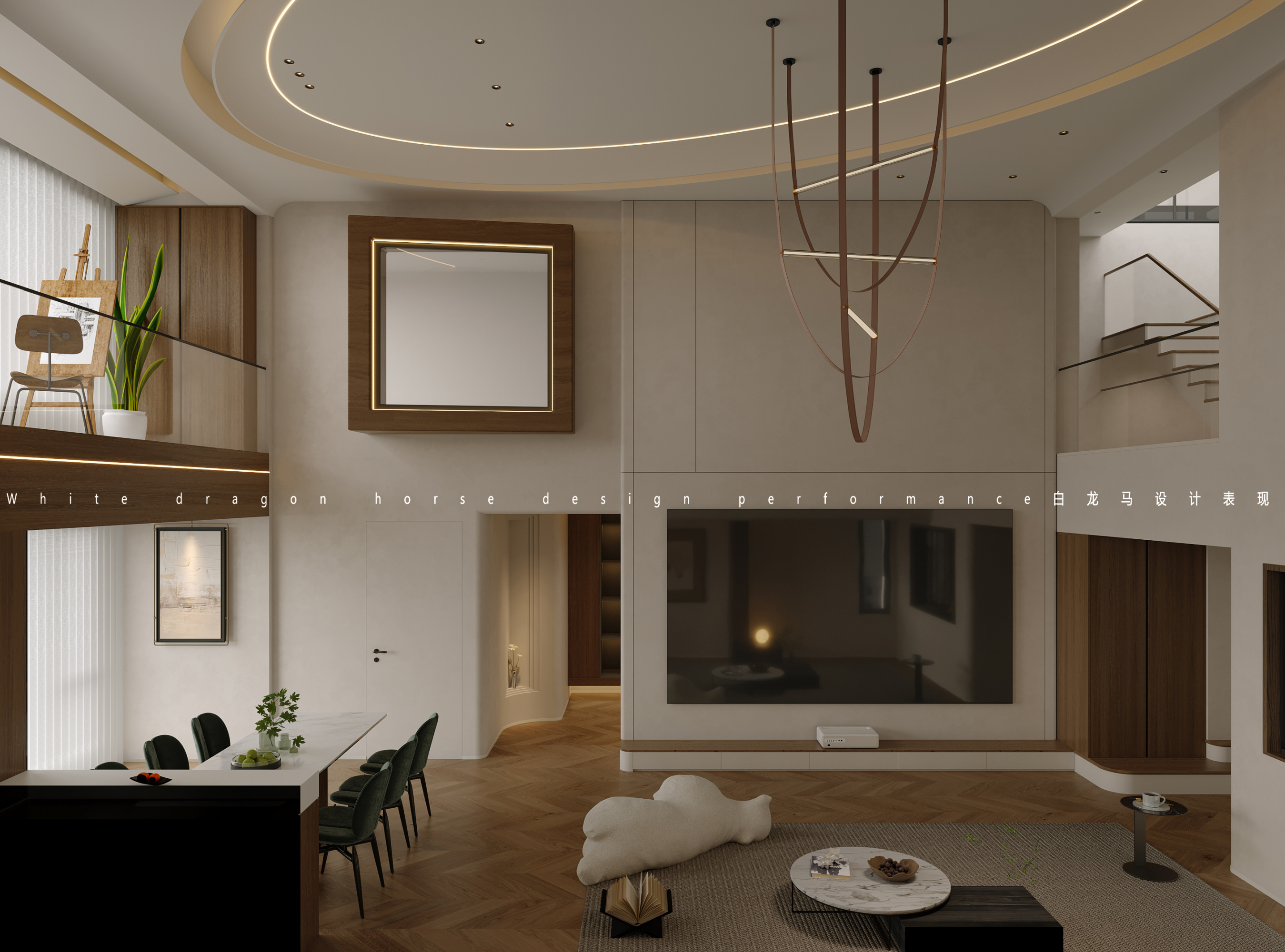 现代挑空别墅效果图[ID: 113984552]_建e效果图